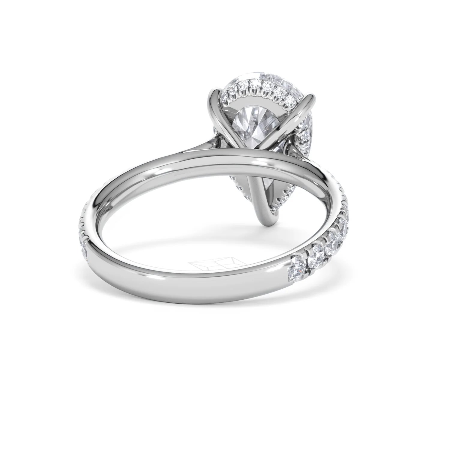 Amora Pear 3.36ct Hidden Halo Lab Diamond Engagement Ring With Side Stones Set in 18K Platinum - Image 44