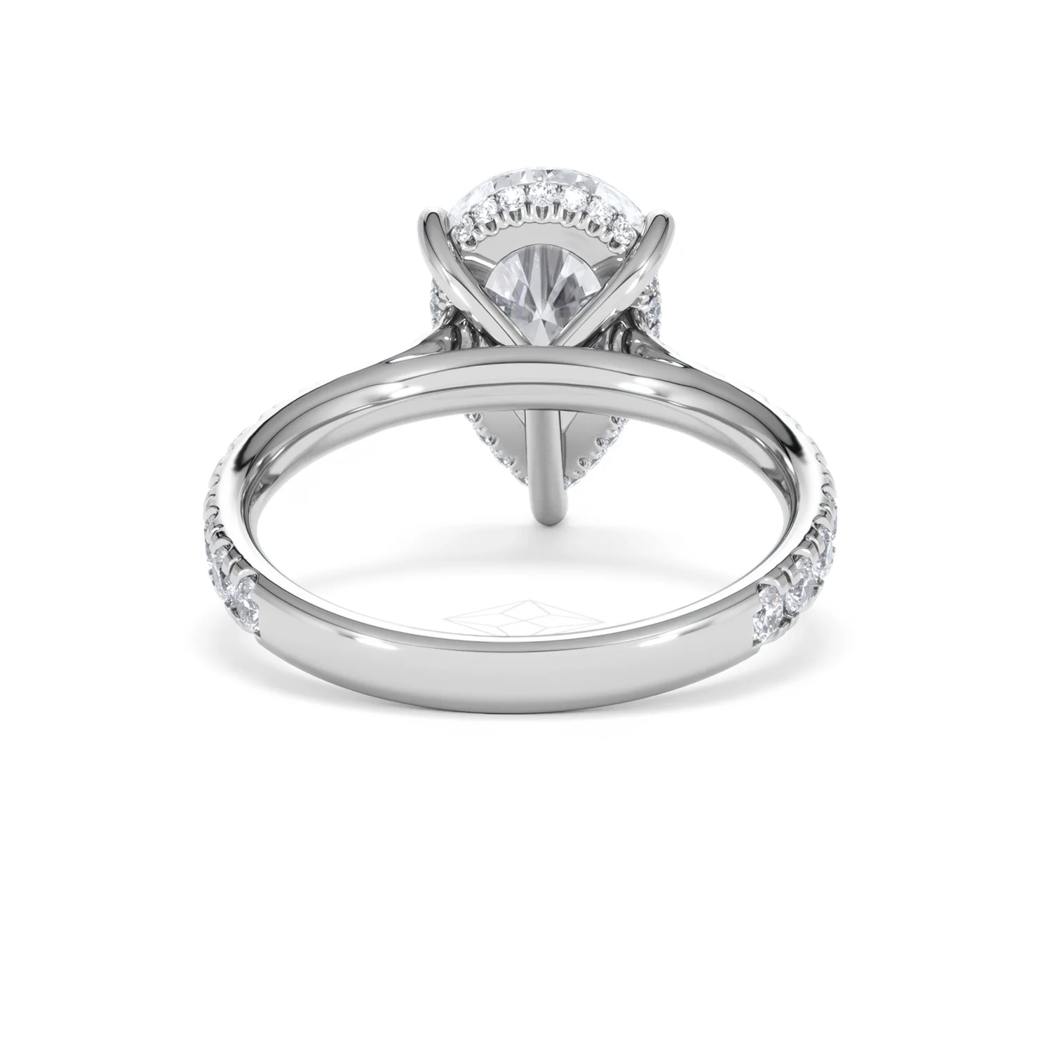 Amora Pear 3.36ct Hidden Halo Lab Diamond Engagement Ring With Side Stones Set in 18K Platinum - Image 47