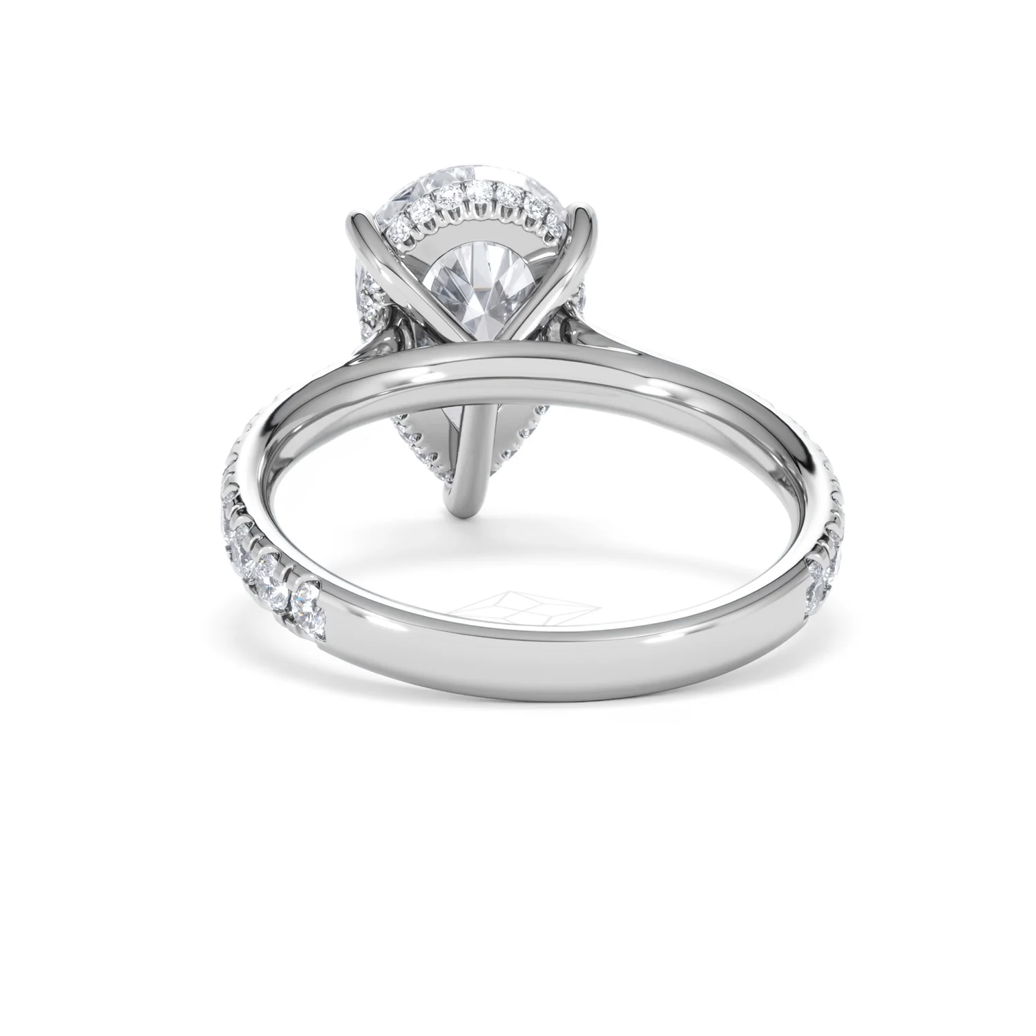 Amora Pear 3.36ct Hidden Halo Lab Diamond Engagement Ring With Side Stones Set in 18K Platinum - Image 50