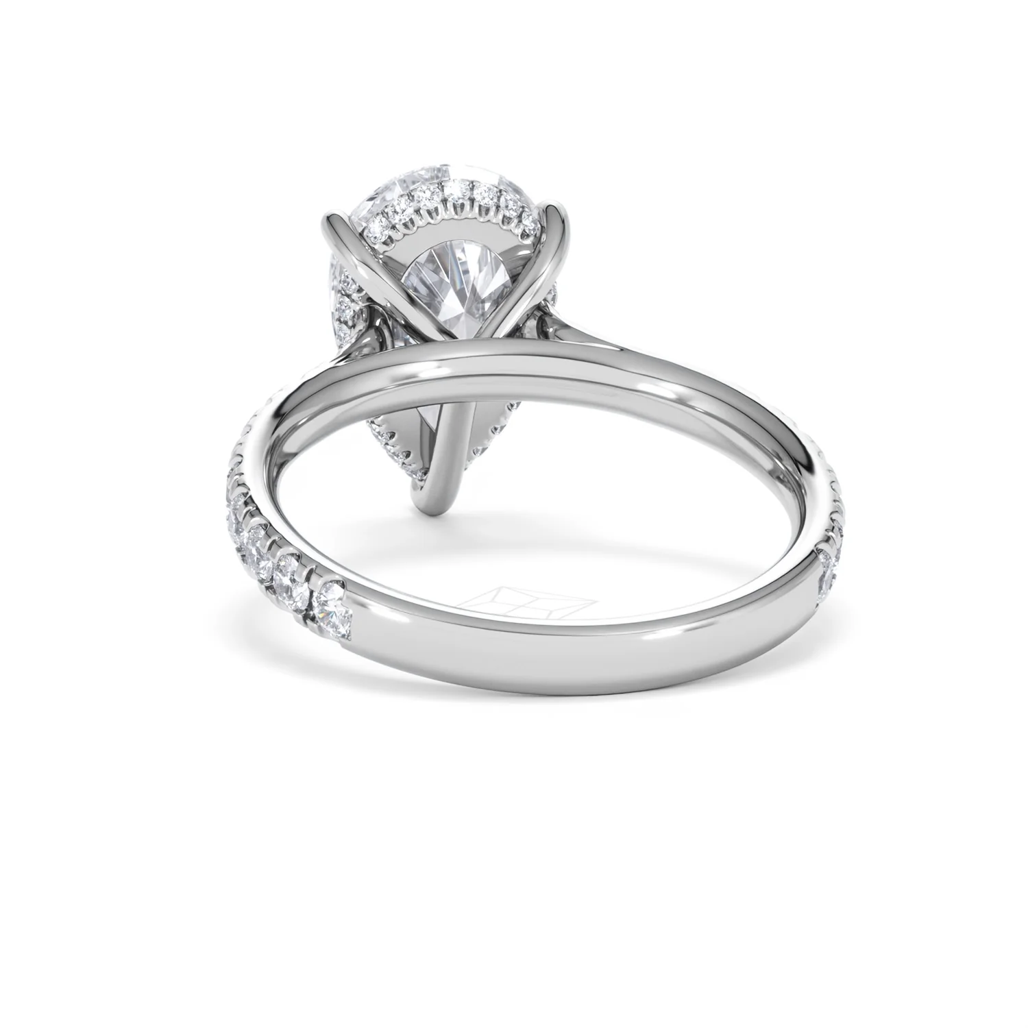 Amora Pear 3.36ct Hidden Halo Lab Diamond Engagement Ring With Side Stones Set in 18K Platinum - Image 51