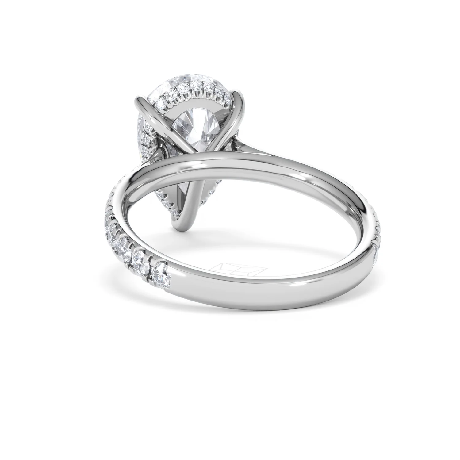 Amora Pear 3.36ct Hidden Halo Lab Diamond Engagement Ring With Side Stones Set in 18K Platinum - Image 52
