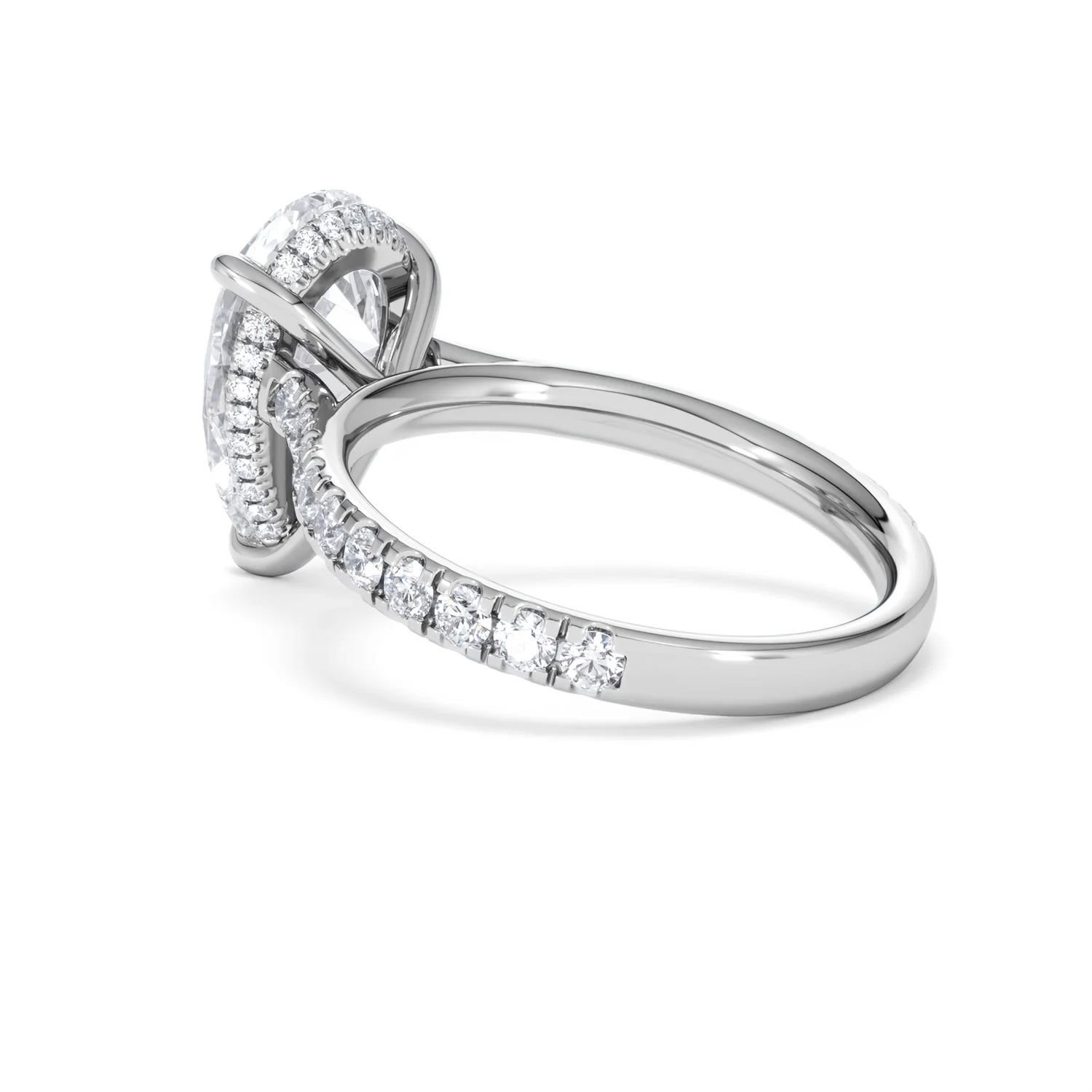 Amora Pear 3.36ct Hidden Halo Lab Diamond Engagement Ring With Side Stones Set in 18K Platinum - Image 59