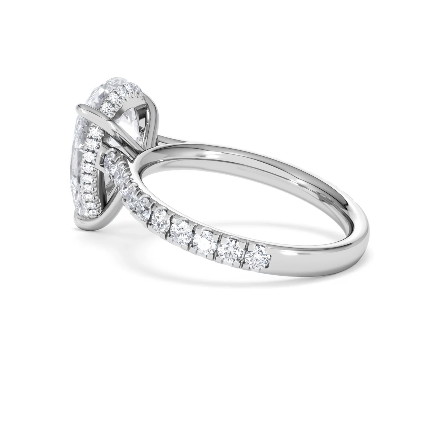 Amora Pear 3.36ct Hidden Halo Lab Diamond Engagement Ring With Side Stones Set in 18K Platinum - Image 61