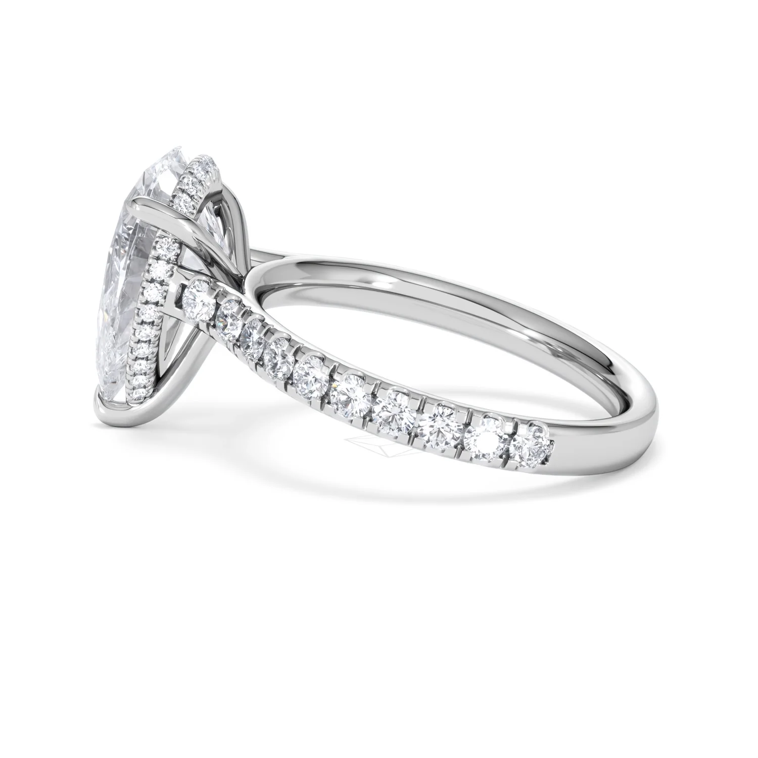 Amora Pear 3.36ct Hidden Halo Lab Diamond Engagement Ring With Side Stones Set in 18K Platinum - Image 65