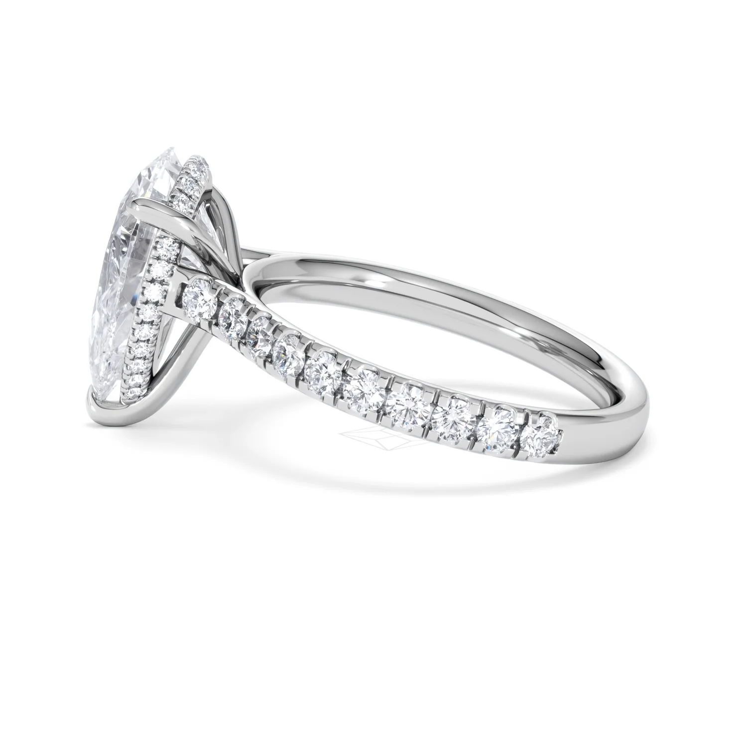 Amora Pear 3.36ct Hidden Halo Lab Diamond Engagement Ring With Side Stones Set in 18K Platinum - Image 66