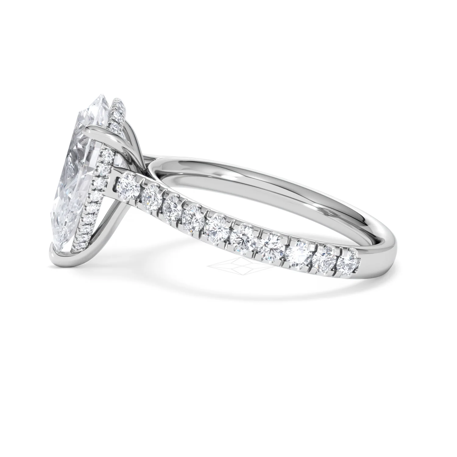 Amora Pear 3.36ct Hidden Halo Lab Diamond Engagement Ring With Side Stones Set in 18K Platinum - Image 68