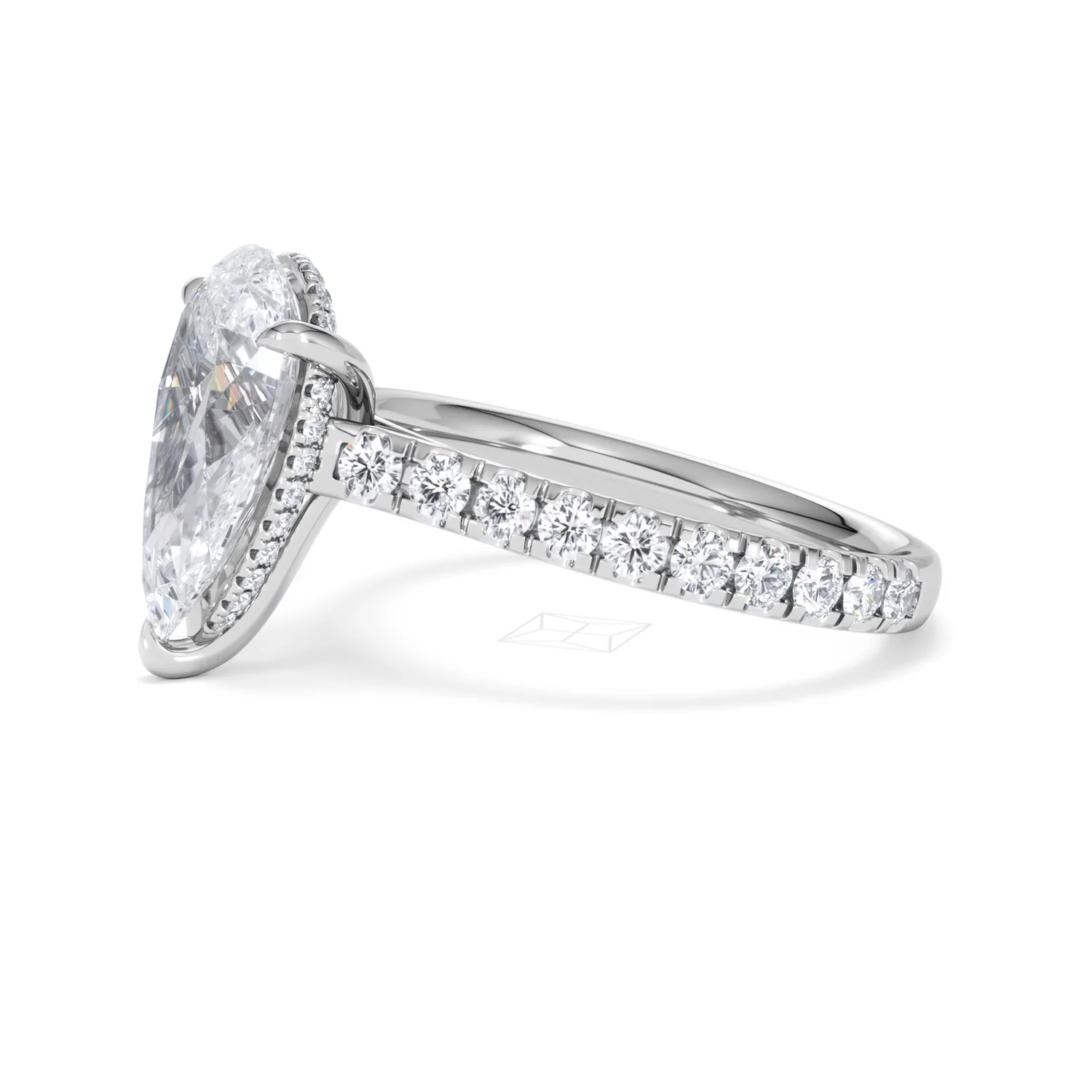 Amora Pear 3.36ct Hidden Halo Lab Diamond Engagement Ring With Side Stones Set in 18K Platinum - Image 73