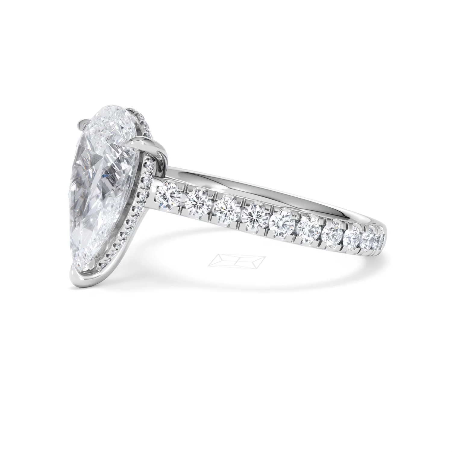 Amora Pear 3.36ct Hidden Halo Lab Diamond Engagement Ring With Side Stones Set in 18K Platinum - Image 75