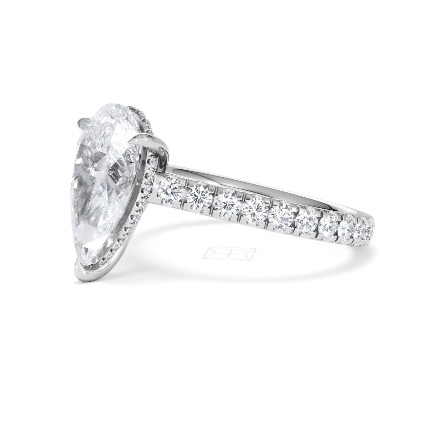 Amora Pear 3.36ct Hidden Halo Lab Diamond Engagement Ring With Side Stones Set in 18K Platinum - Image 76