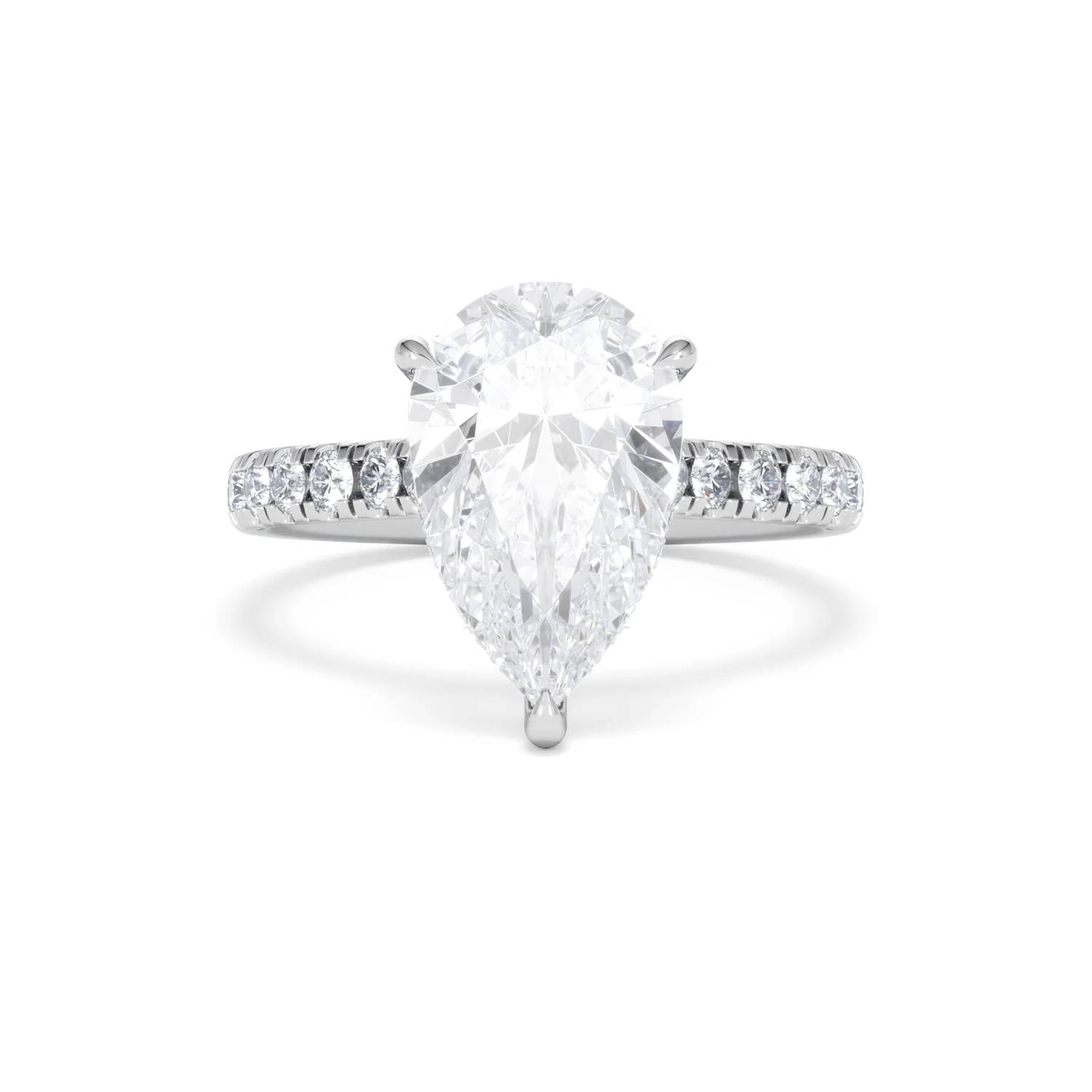 Amora Pear 3.36ct Hidden Halo Lab Diamond Engagement Ring With Side Stones Set in 18K Platinum - Image 8