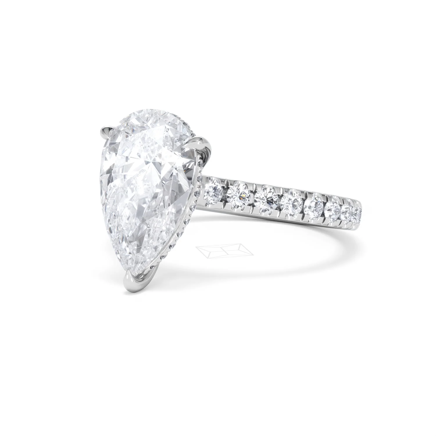 Amora Pear 3.36ct Hidden Halo Lab Diamond Engagement Ring With Side Stones Set in 18K Platinum - Image 81