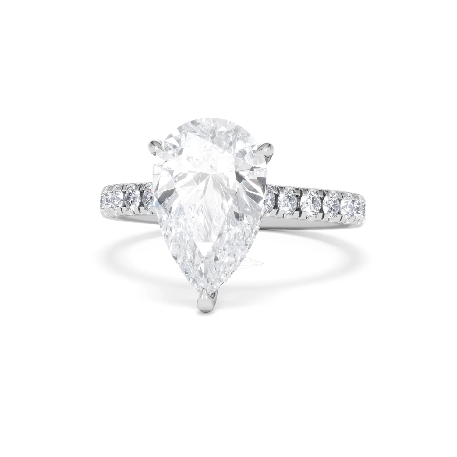 Amora Pear 3.36ct Hidden Halo Lab Diamond Engagement Ring With Side Stones Set in 18K Platinum - Image 86