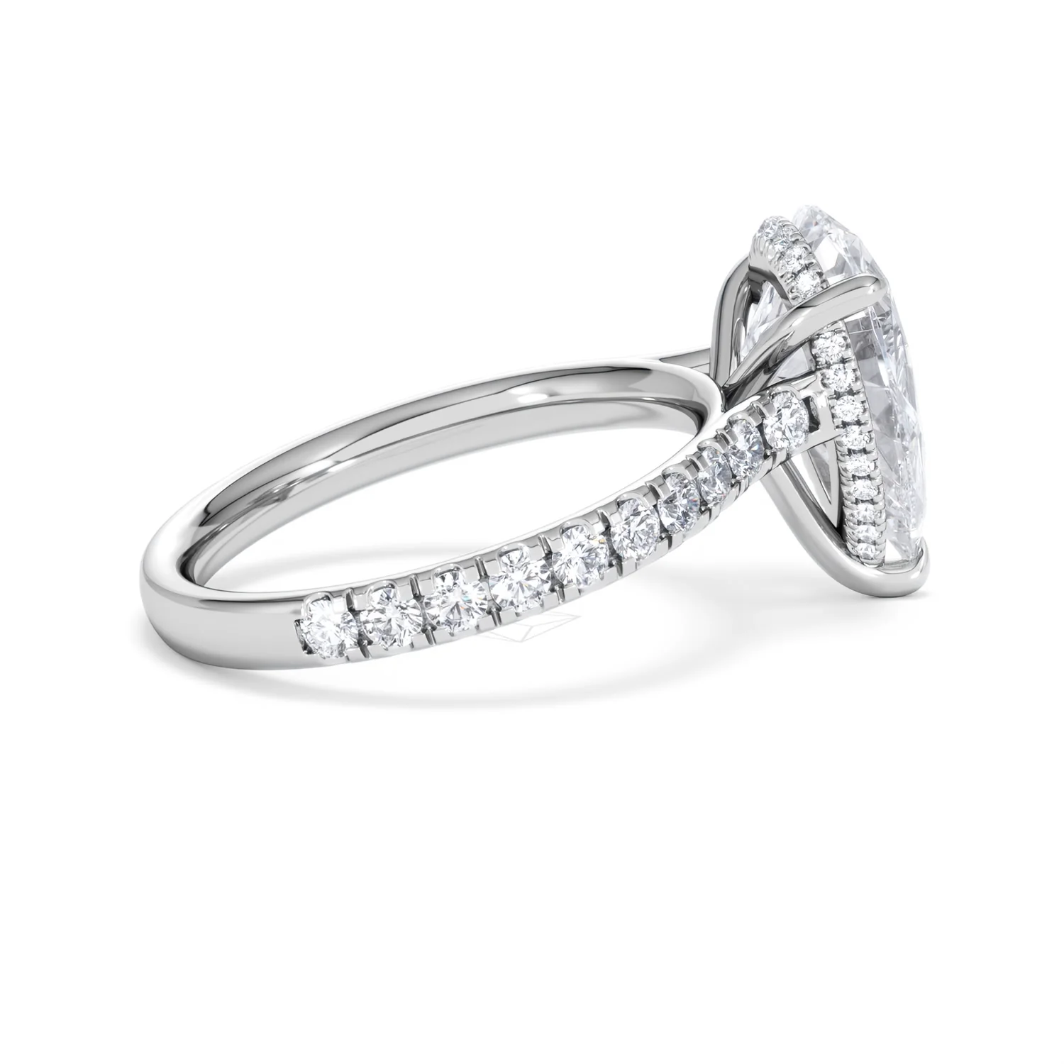 Amora Pear 3.36ct Hidden Halo Lab Diamond Engagement Ring With Side Stones Set in 18K White Gold - Image 31