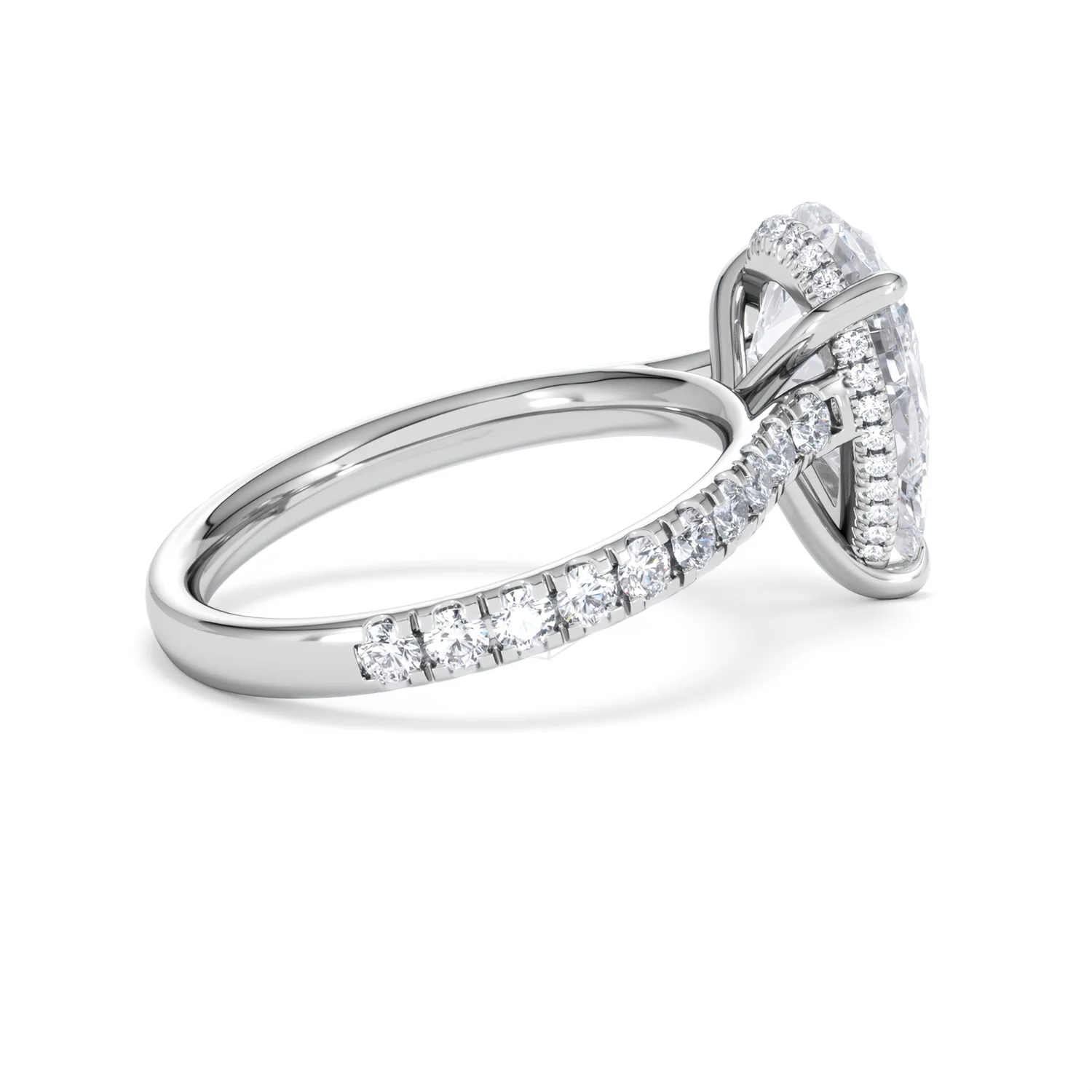 Amora Pear 3.36ct Hidden Halo Lab Diamond Engagement Ring With Side Stones Set in 18K White Gold - Image 33