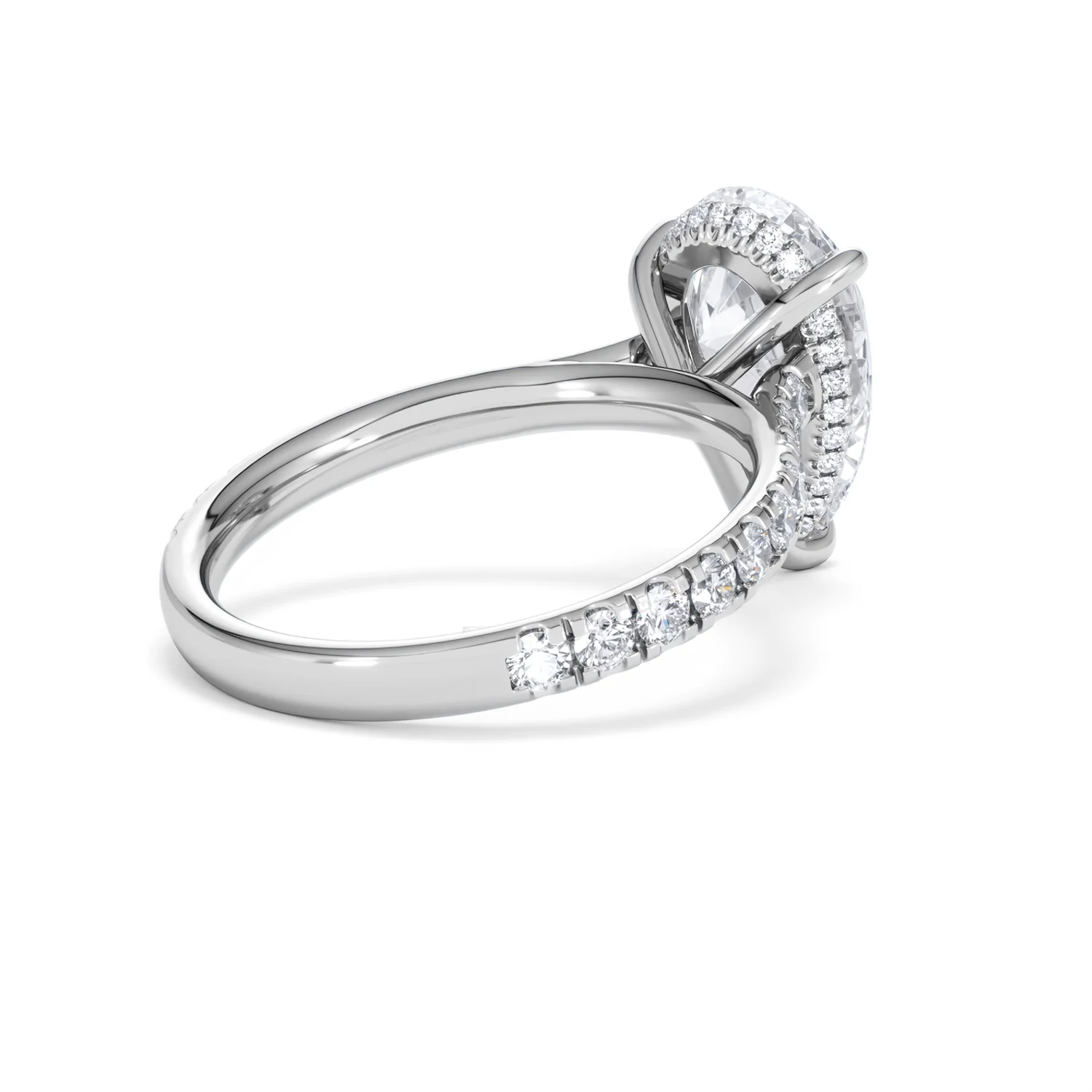 Amora Pear 3.36ct Hidden Halo Lab Diamond Engagement Ring With Side Stones Set in 18K White Gold - Image 38