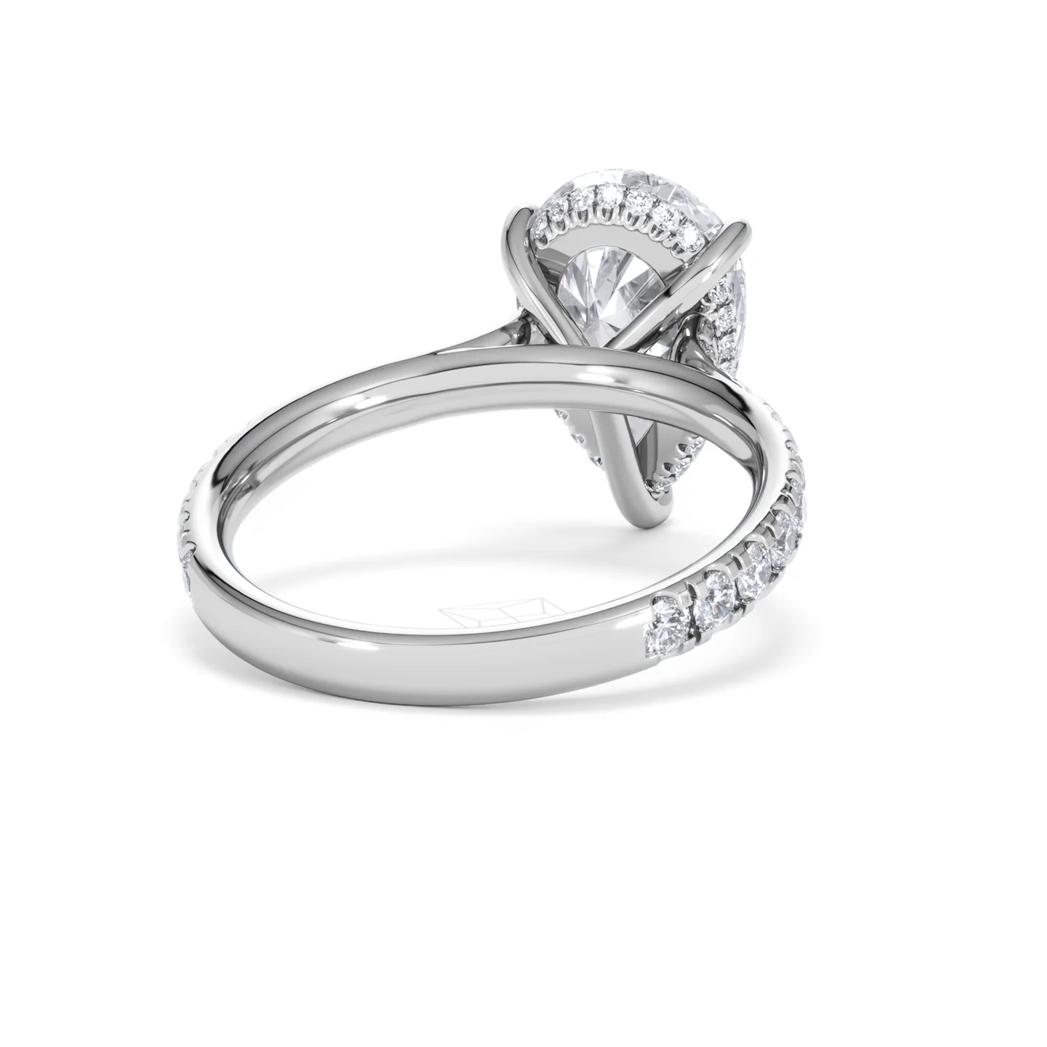 Amora Pear 3.36ct Hidden Halo Lab Diamond Engagement Ring With Side Stones Set in 18K White Gold - Image 43