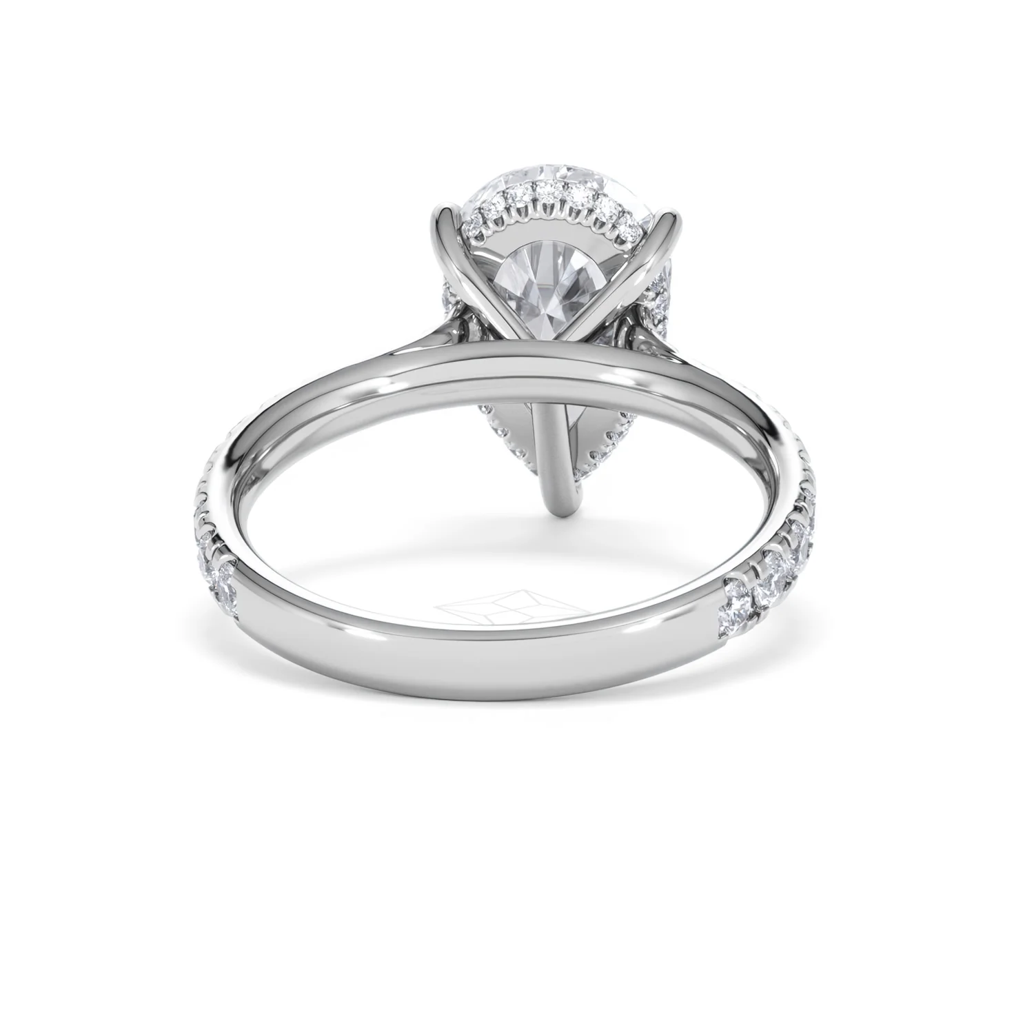 Amora Pear 3.36ct Hidden Halo Lab Diamond Engagement Ring With Side Stones Set in 18K White Gold - Image 46