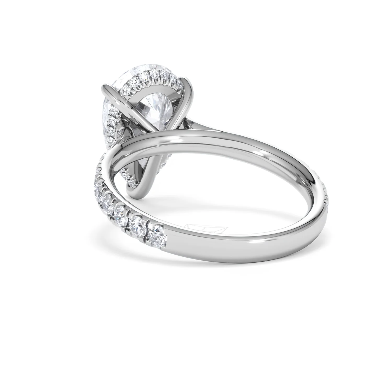 Amora Pear 3.36ct Hidden Halo Lab Diamond Engagement Ring With Side Stones Set in 18K White Gold - Image 54