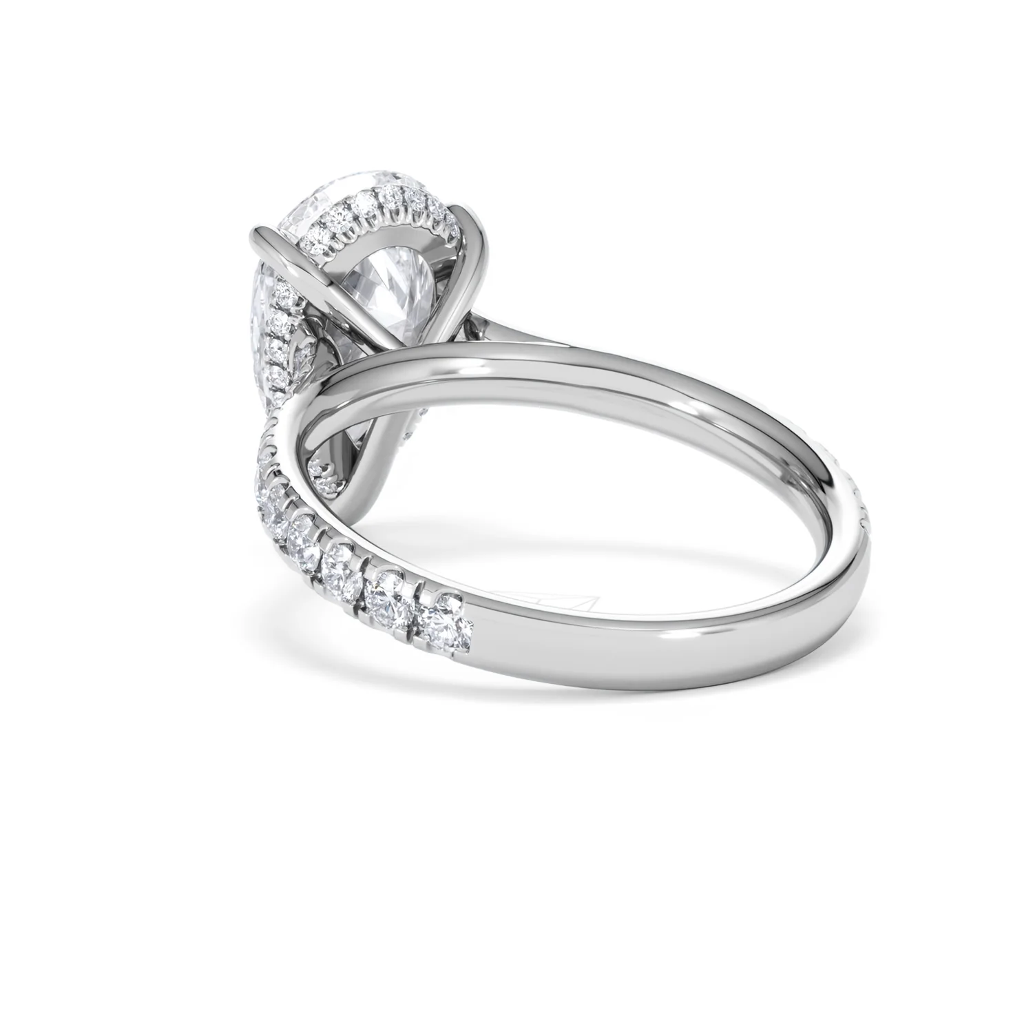 Amora Pear 3.36ct Hidden Halo Lab Diamond Engagement Ring With Side Stones Set in 18K White Gold - Image 55
