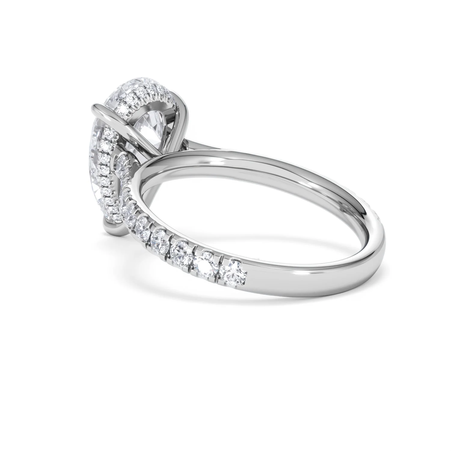 Amora Pear 3.36ct Hidden Halo Lab Diamond Engagement Ring With Side Stones Set in 18K White Gold - Image 58