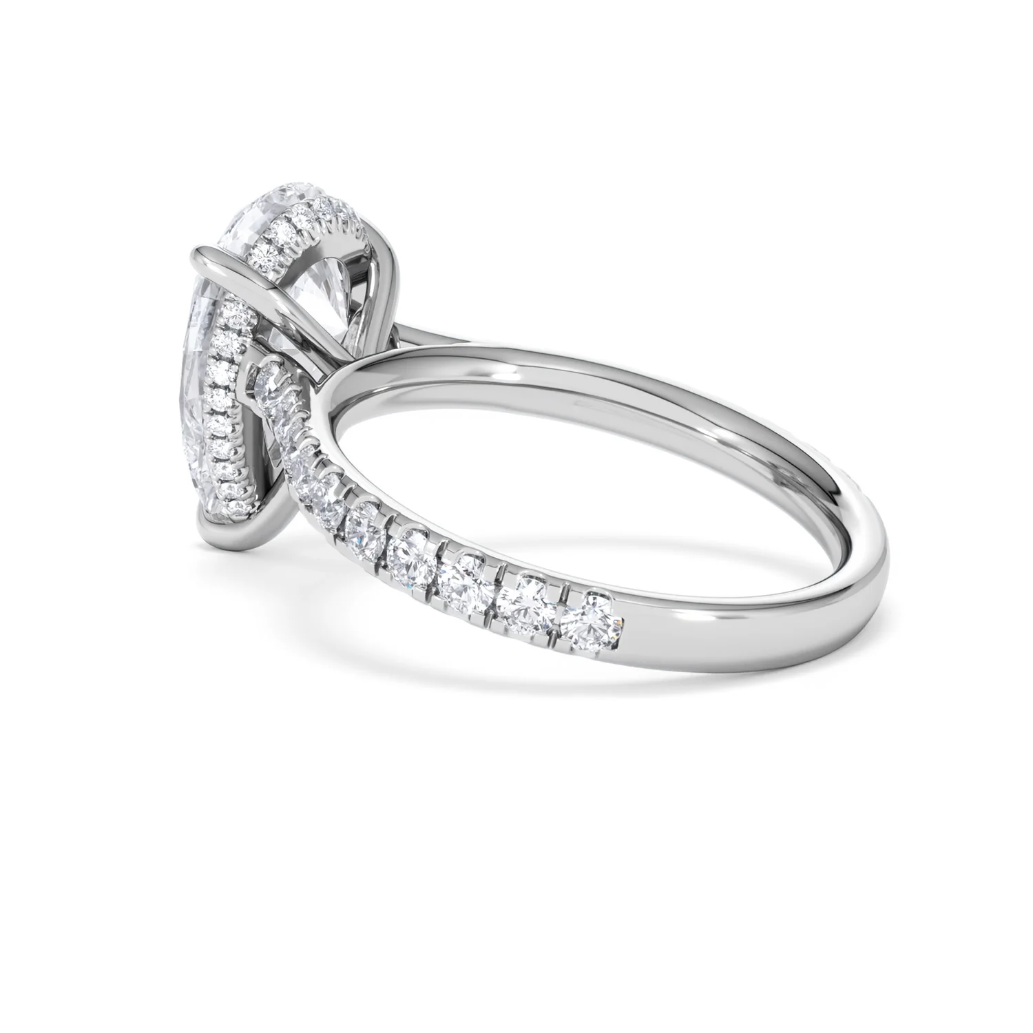 Amora Pear 3.36ct Hidden Halo Lab Diamond Engagement Ring With Side Stones Set in 18K White Gold - Image 60