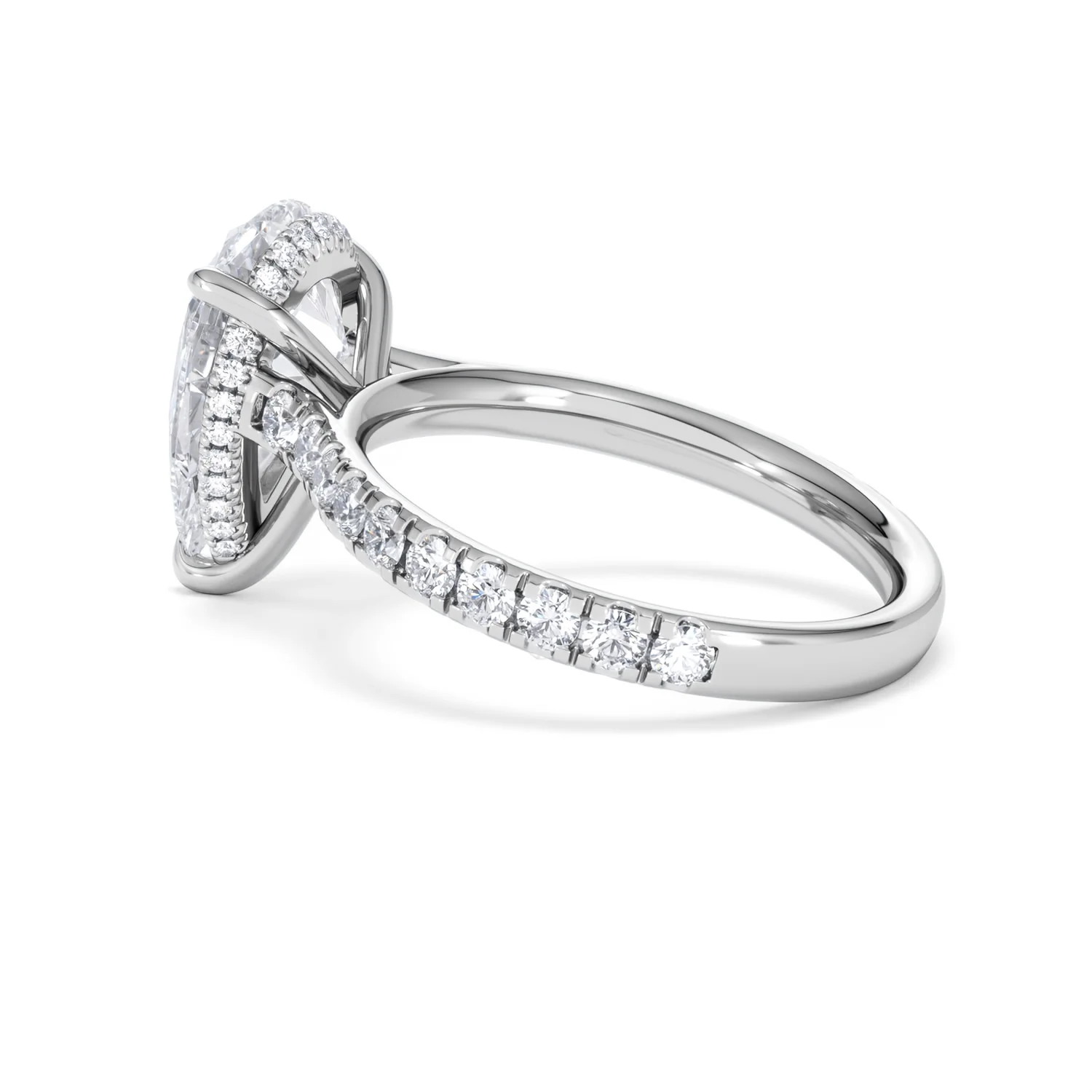 Amora Pear 3.36ct Hidden Halo Lab Diamond Engagement Ring With Side Stones Set in 18K White Gold - Image 62