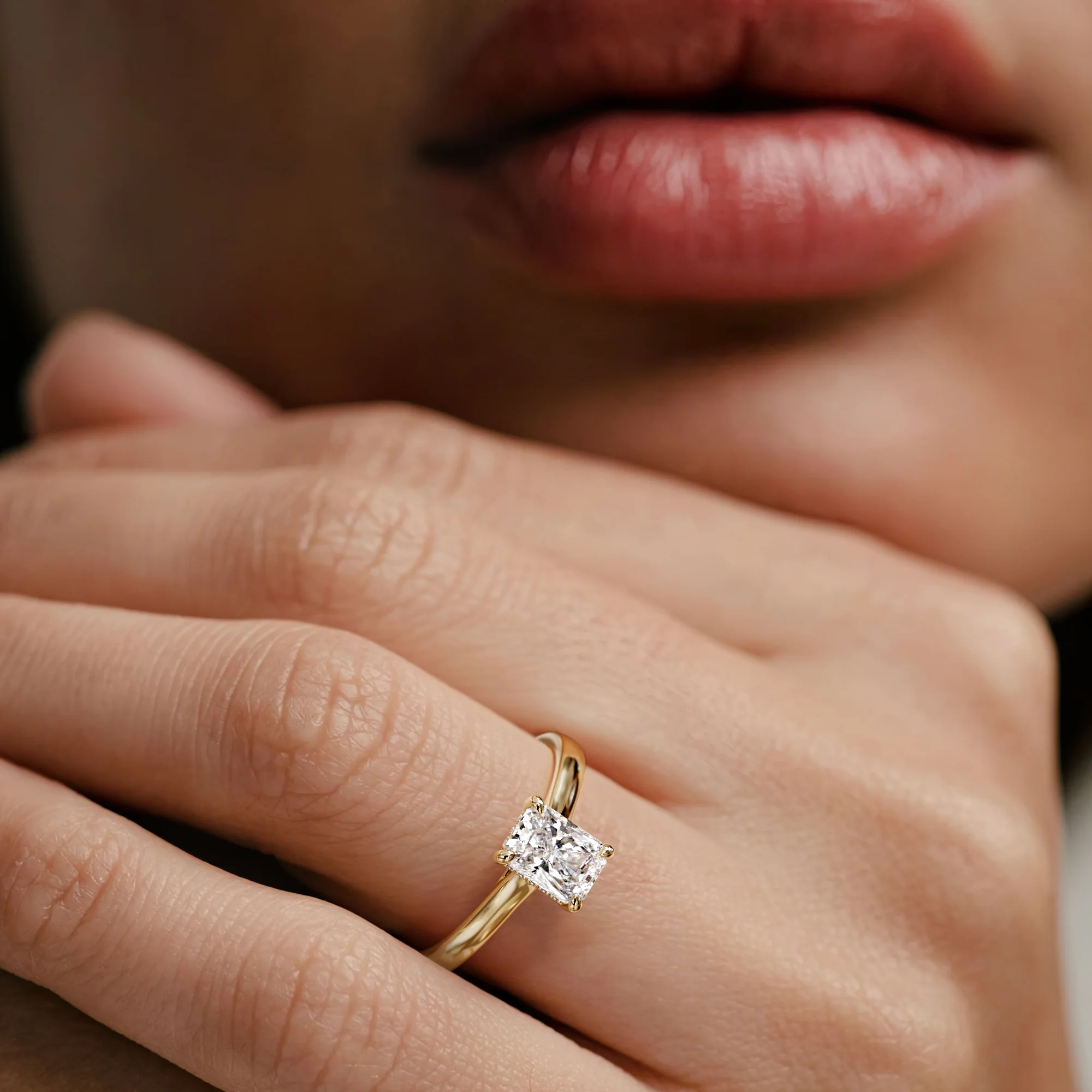 Amora Radiant 1.00ct Hidden Halo Diamond Engagement Ring G/VS1 Set in 18K Gold - Image 4