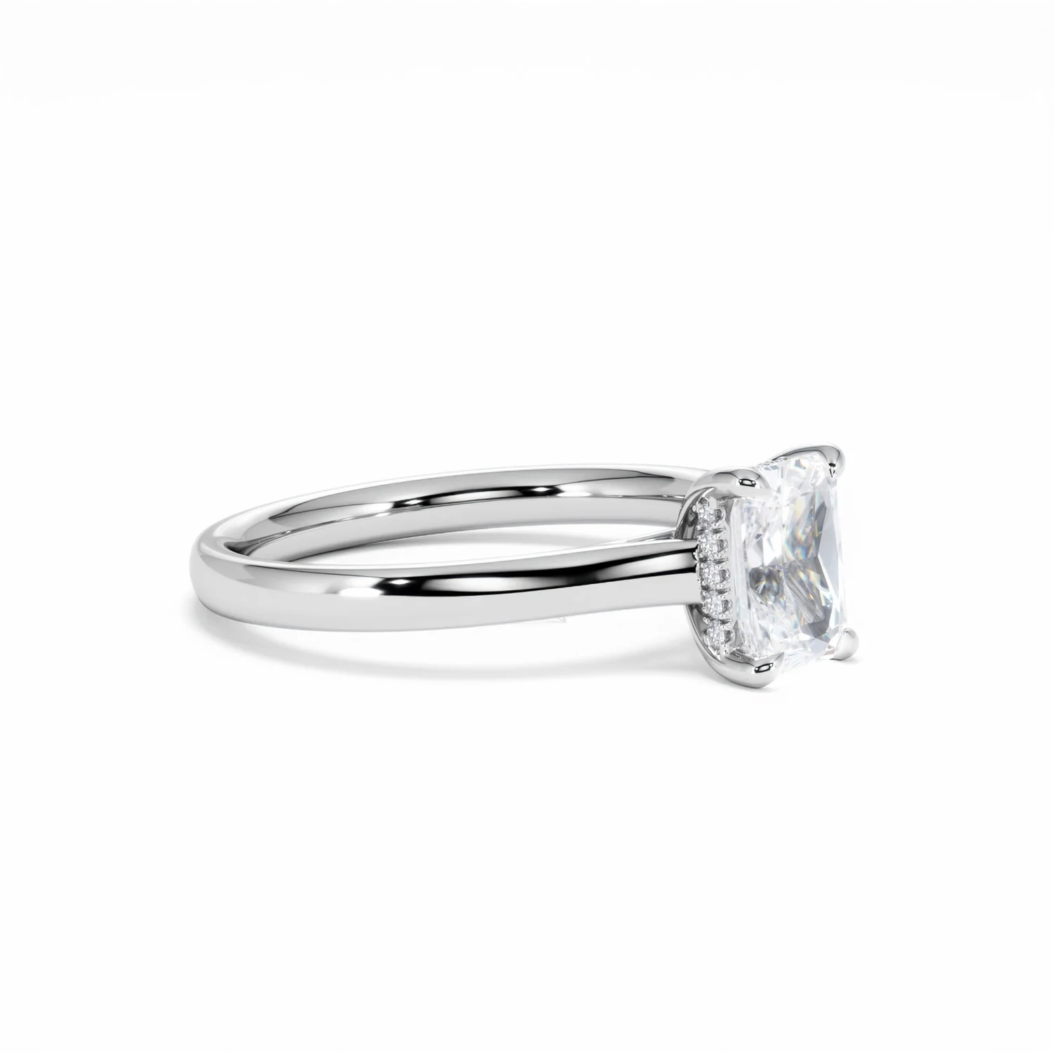 Amora Radiant 1.00ct Hidden Halo Diamond Engagement Ring G/VS1 Set in 18K White Gold - Image 21