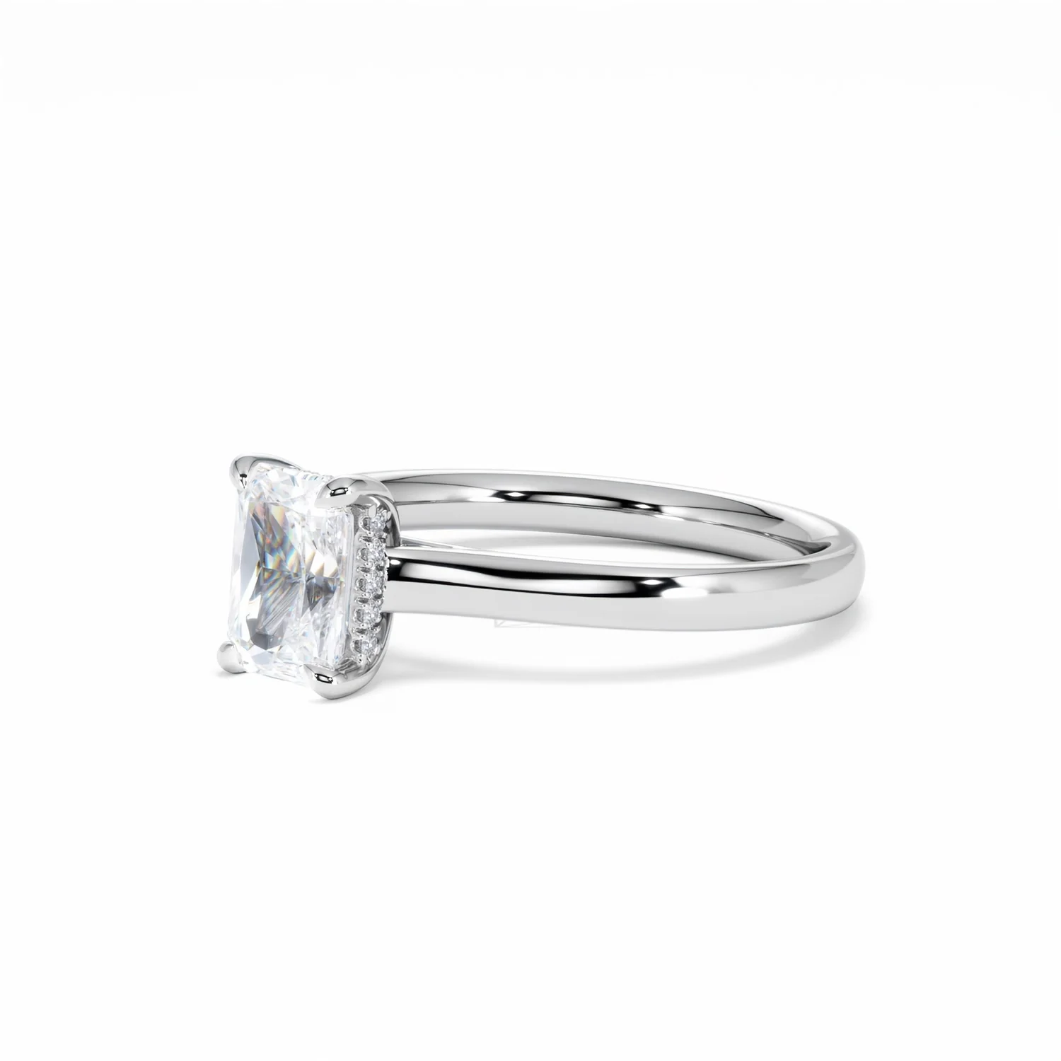 Amora Radiant 1.00ct Hidden Halo Diamond Engagement Ring G/VS1 Set in Platinum - Image 80