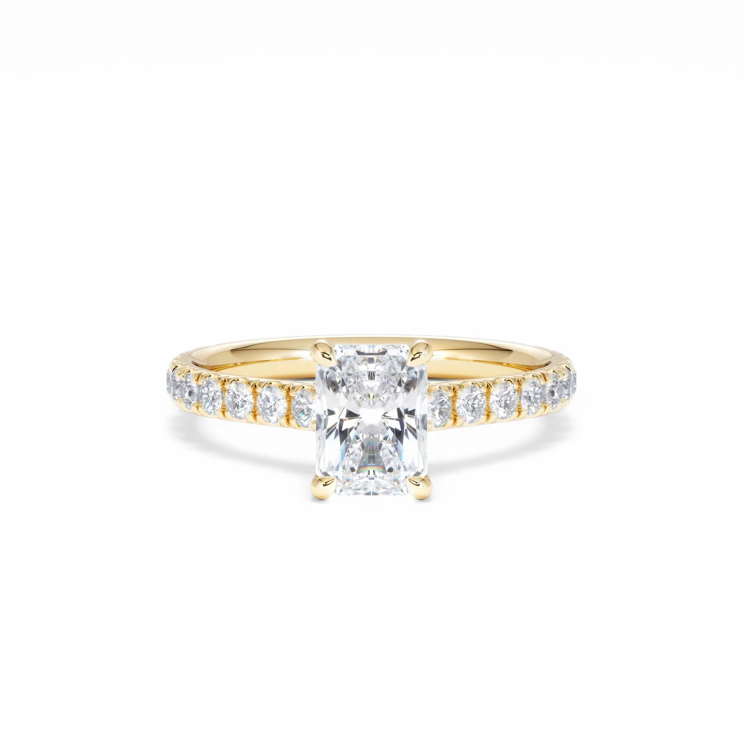 Amora Radiant 1.00ct Hidden Halo Diamond Engagement Ring With Side Stones Set in 18K Gold - Image 10