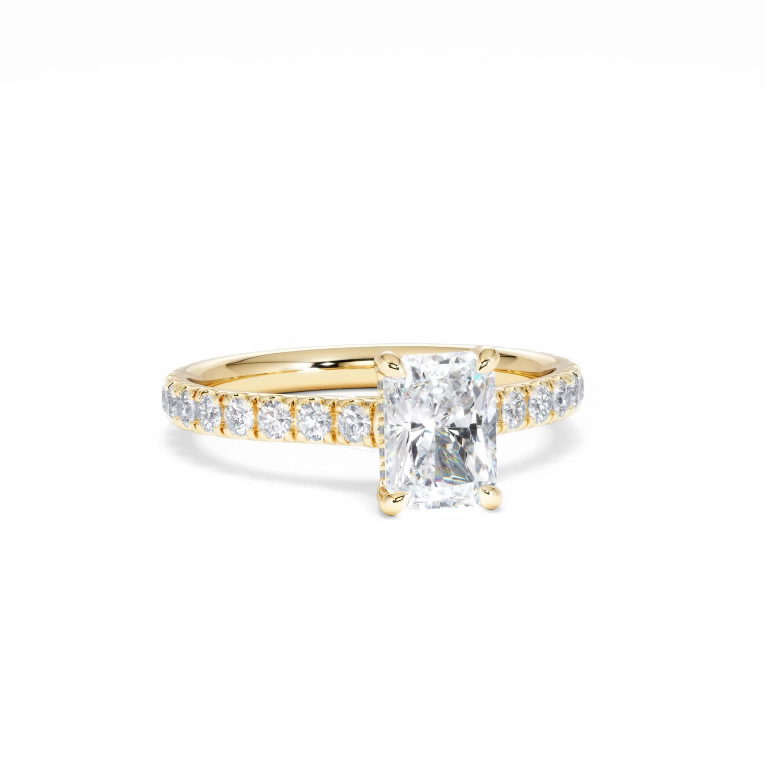 Amora Radiant 1.00ct Hidden Halo Diamond Engagement Ring With Side Stones Set in 18K Gold - Image 13