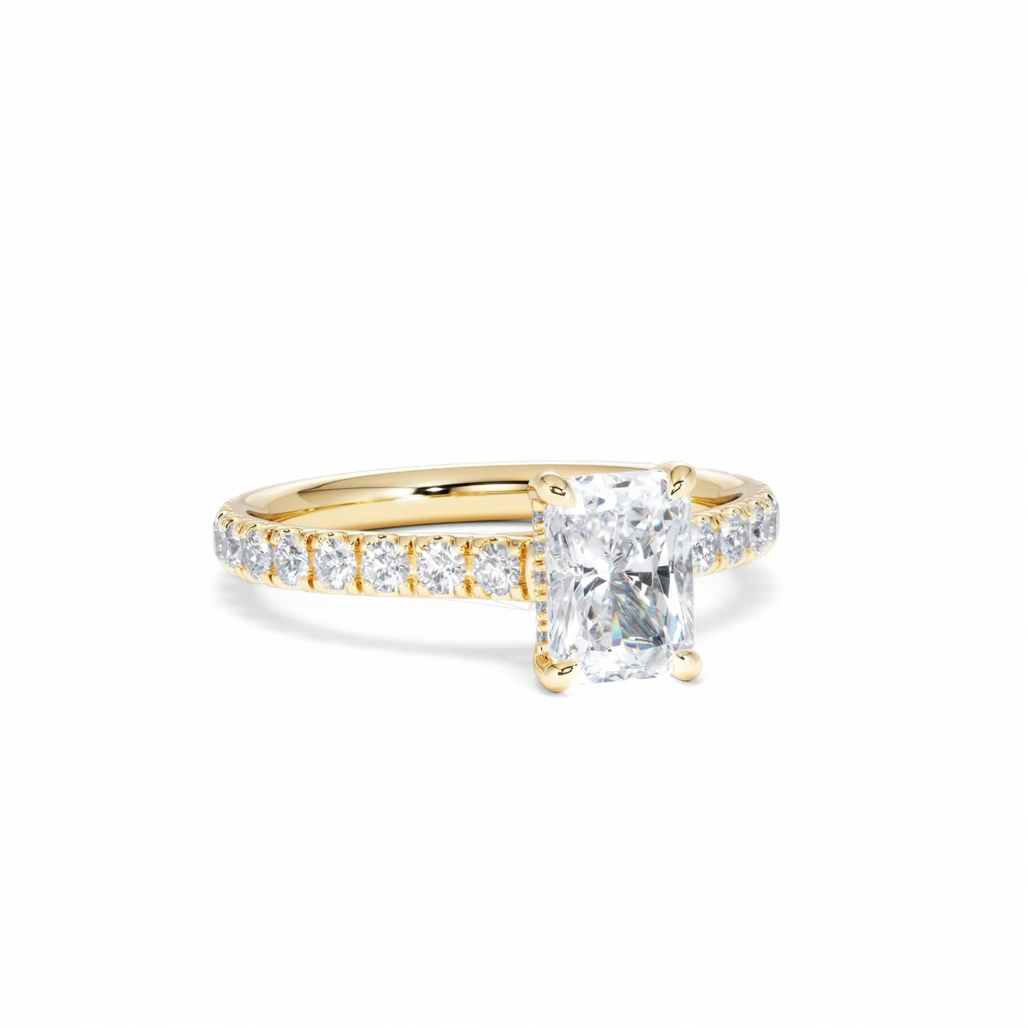 Amora Radiant 1.00ct Hidden Halo Diamond Engagement Ring With Side Stones Set in 18K Gold - Image 14