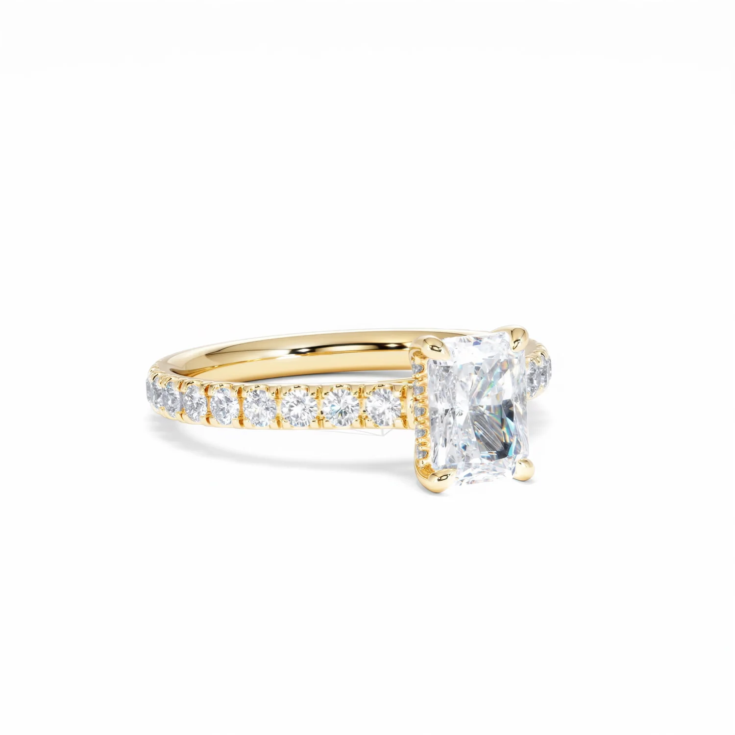 Amora Radiant 1.00ct Hidden Halo Diamond Engagement Ring With Side Stones Set in 18K Gold - Image 16