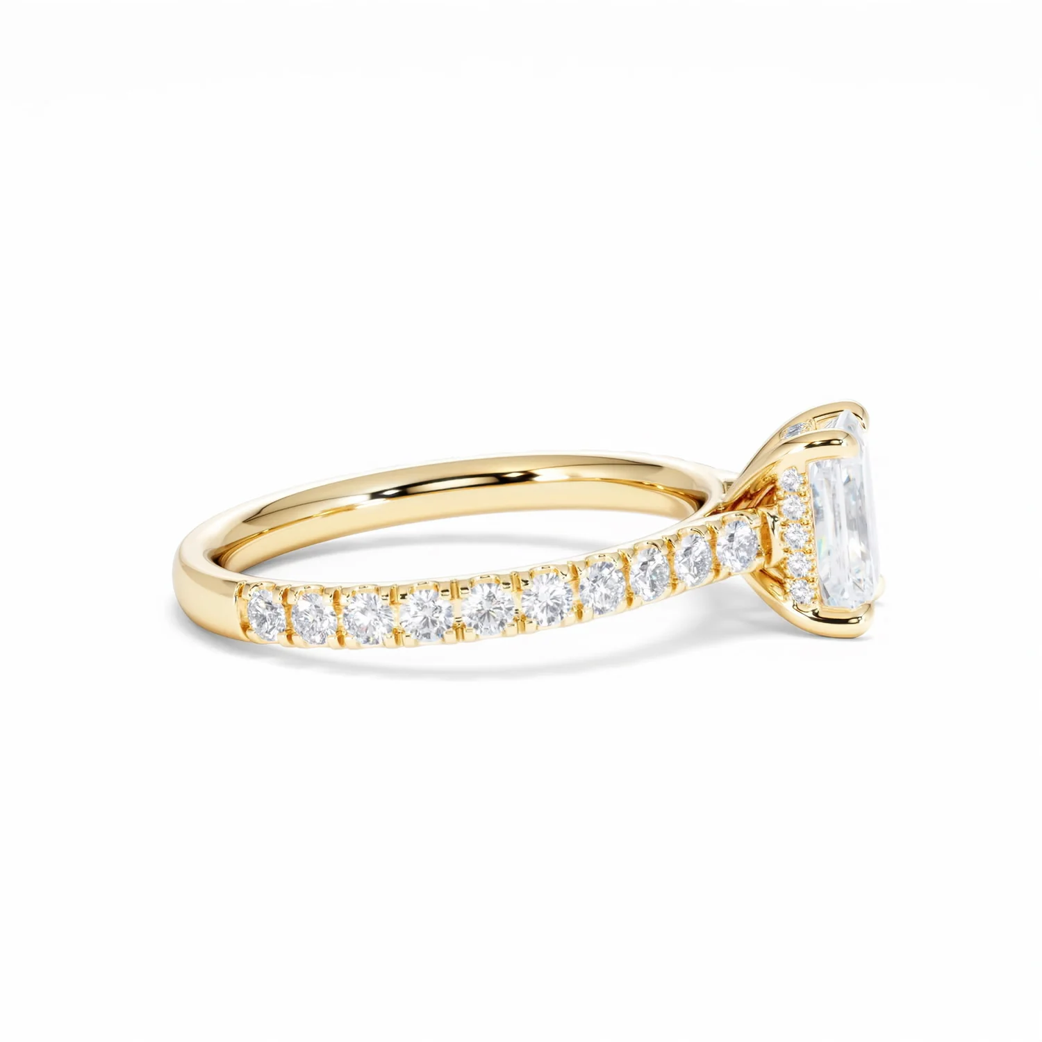 Amora Radiant 1.00ct Hidden Halo Diamond Engagement Ring With Side Stones Set in 18K Gold - Image 28