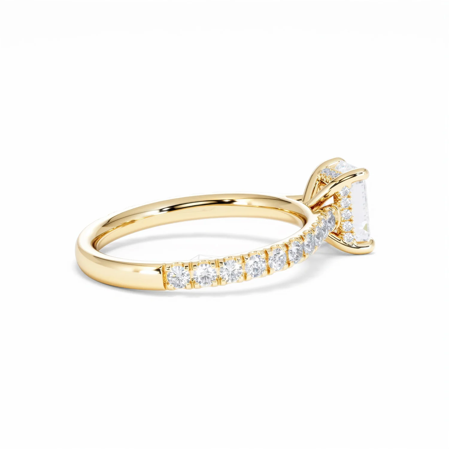 Amora Radiant 1.00ct Hidden Halo Diamond Engagement Ring With Side Stones Set in 18K Gold - Image 35