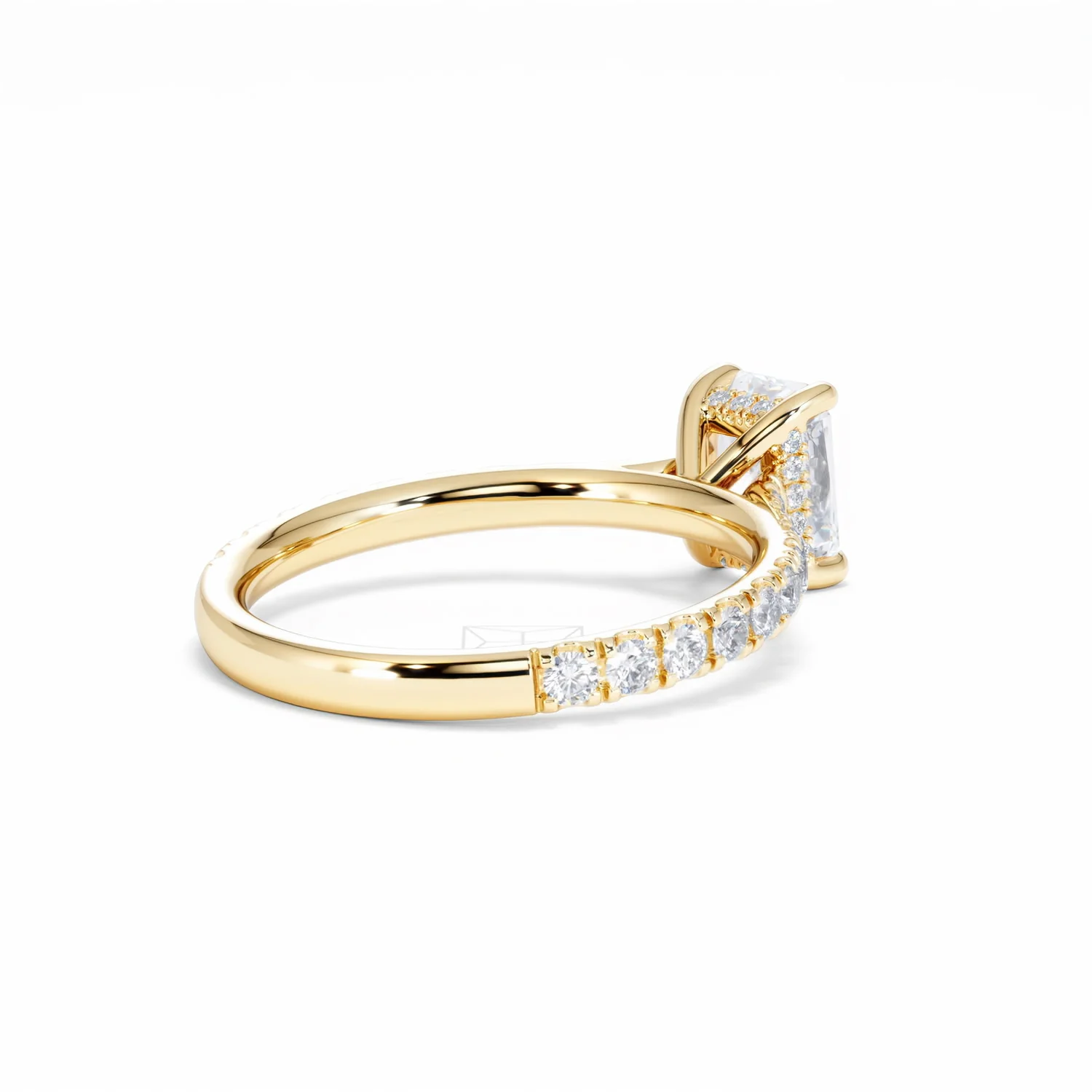 Amora Radiant 1.00ct Hidden Halo Diamond Engagement Ring With Side Stones Set in 18K Gold - Image 40