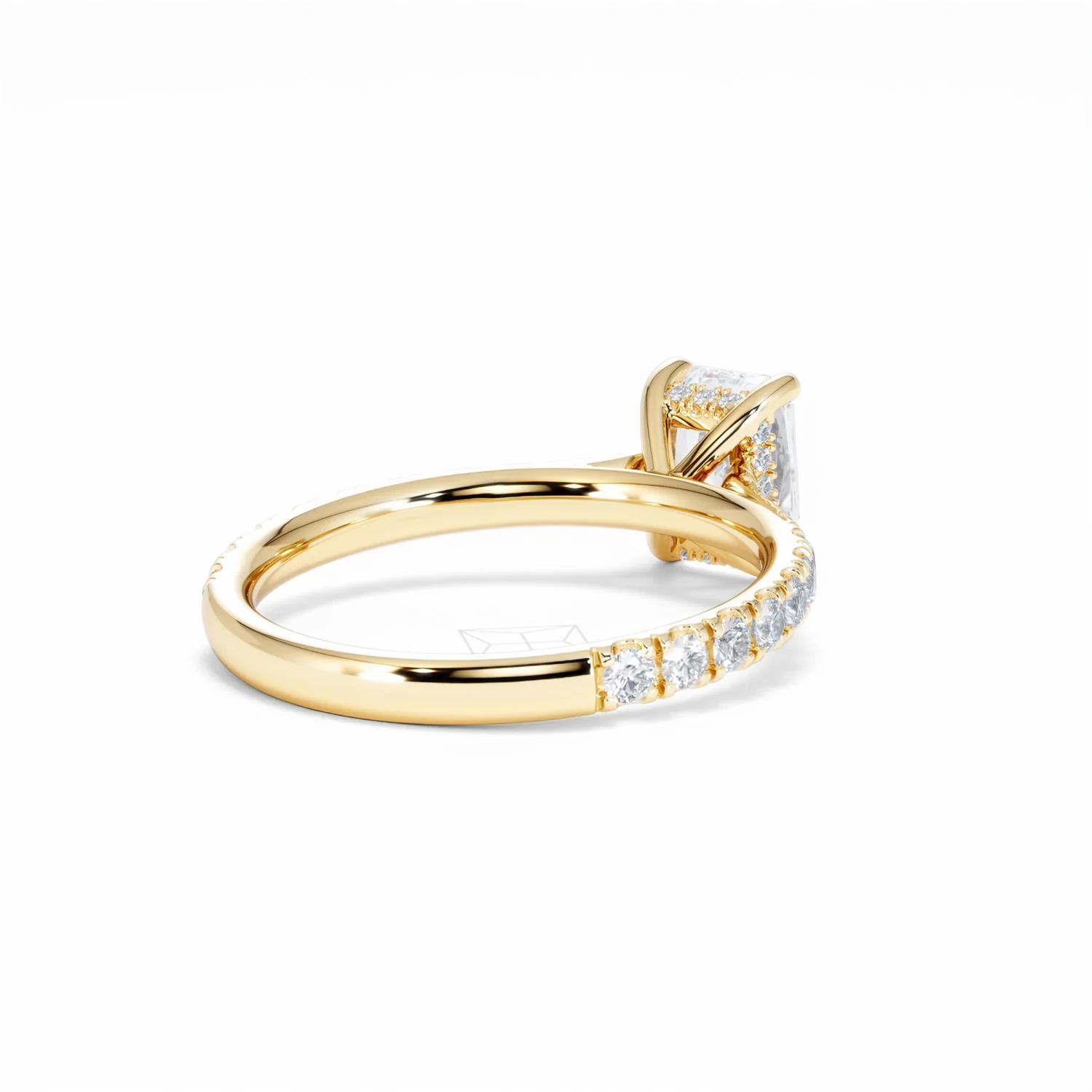 Amora Radiant 1.00ct Hidden Halo Diamond Engagement Ring With Side Stones Set in 18K Gold - Image 42