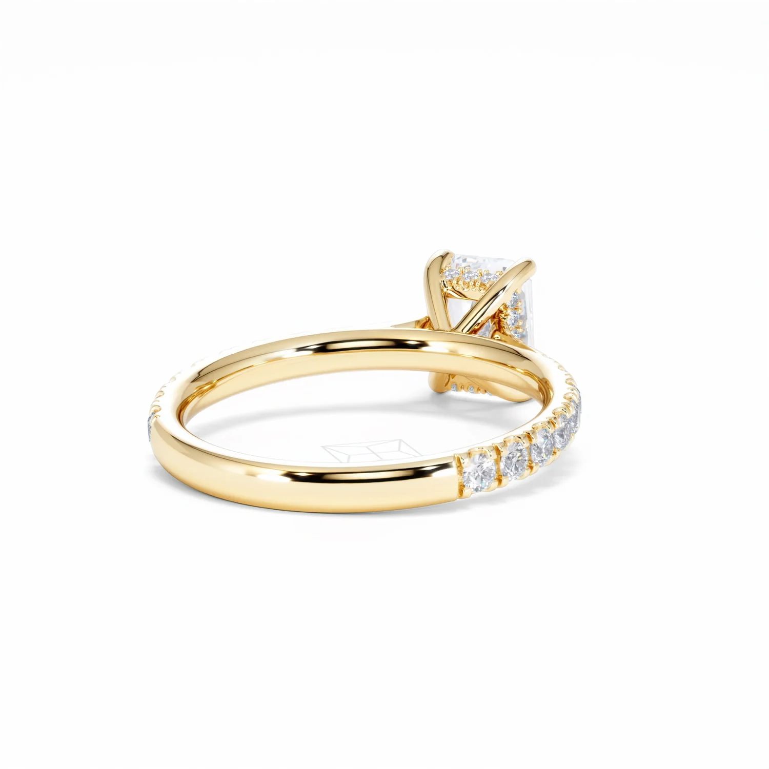 Amora Radiant 1.00ct Hidden Halo Diamond Engagement Ring With Side Stones Set in 18K Gold - Image 44