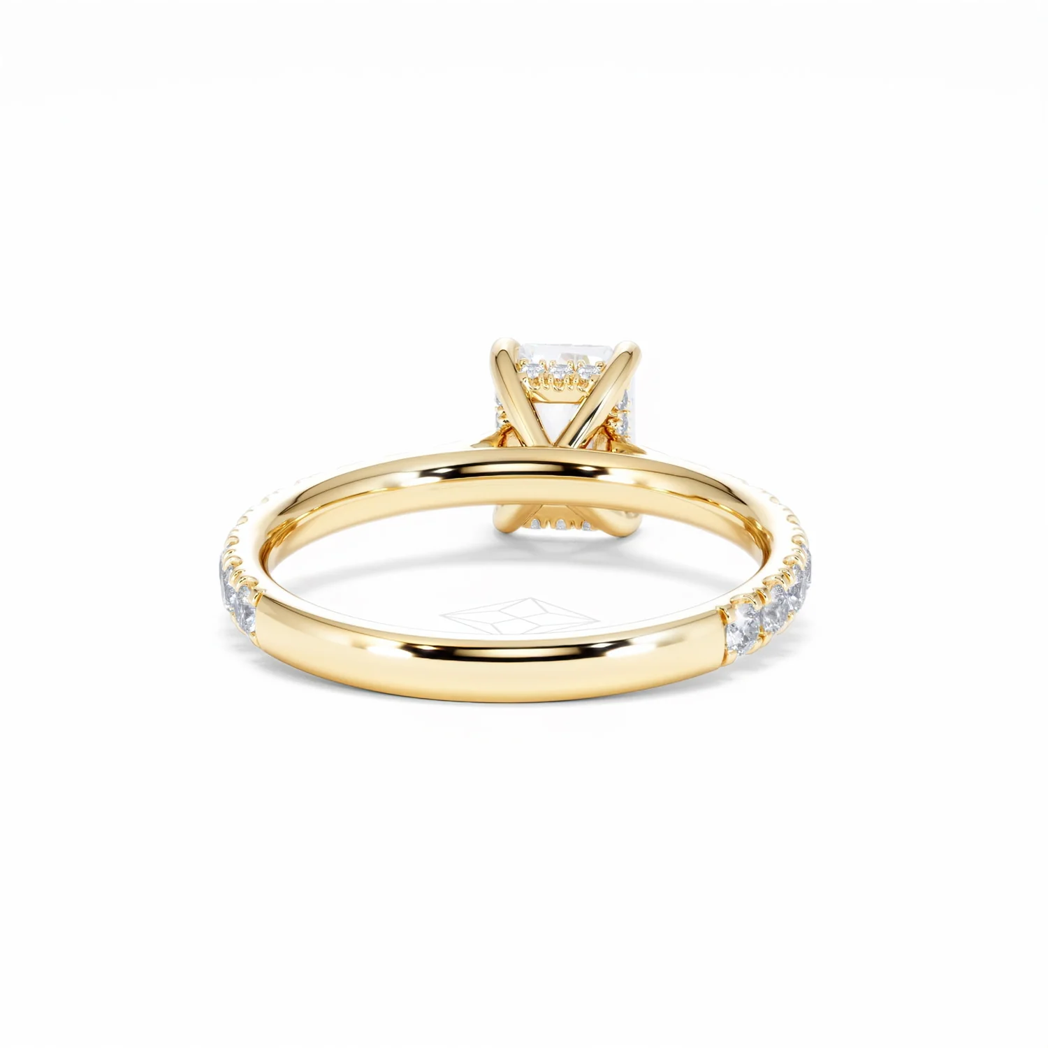 Amora Radiant 1.00ct Hidden Halo Diamond Engagement Ring With Side Stones Set in 18K Gold - Image 48