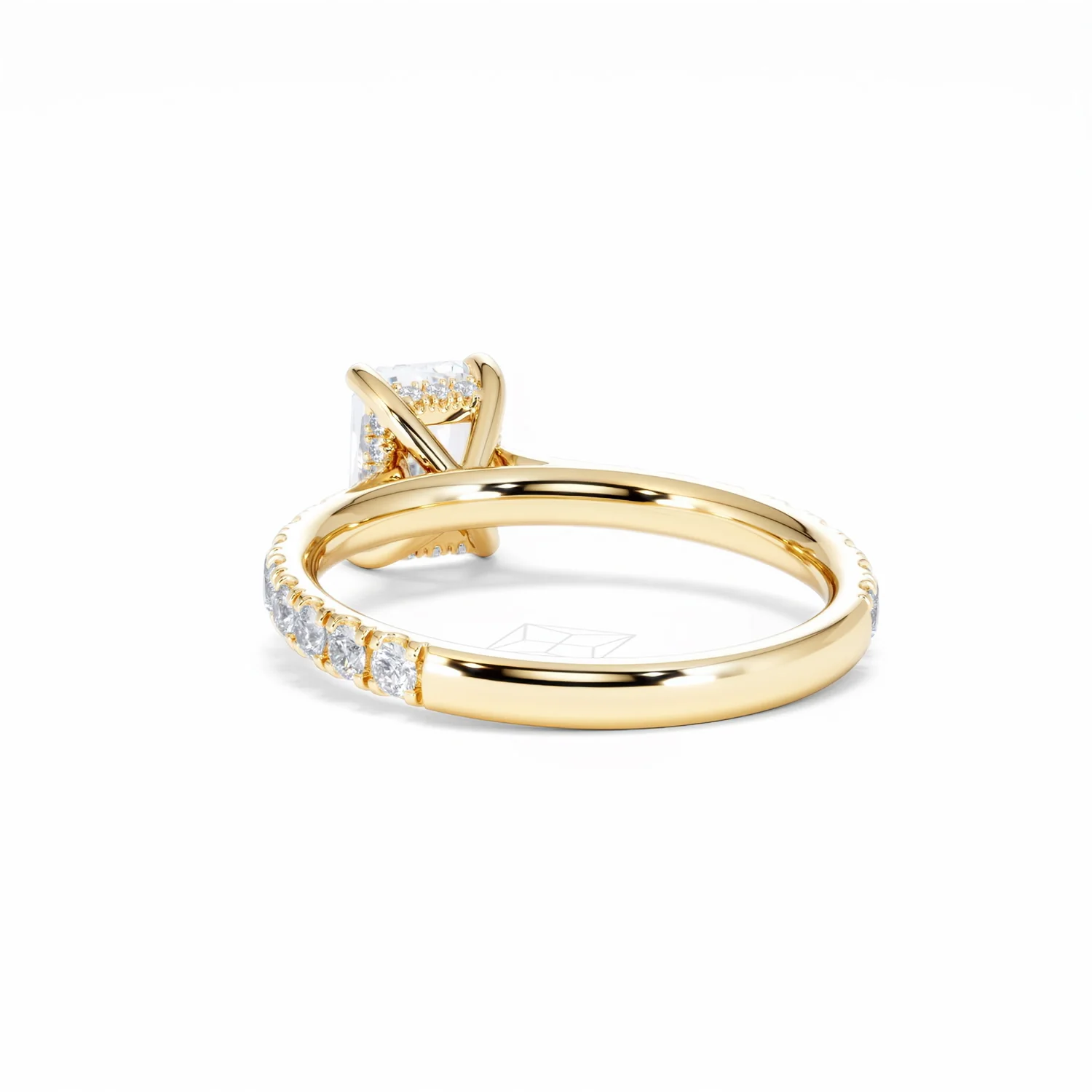 Amora Radiant 1.00ct Hidden Halo Diamond Engagement Ring With Side Stones Set in 18K Gold - Image 55