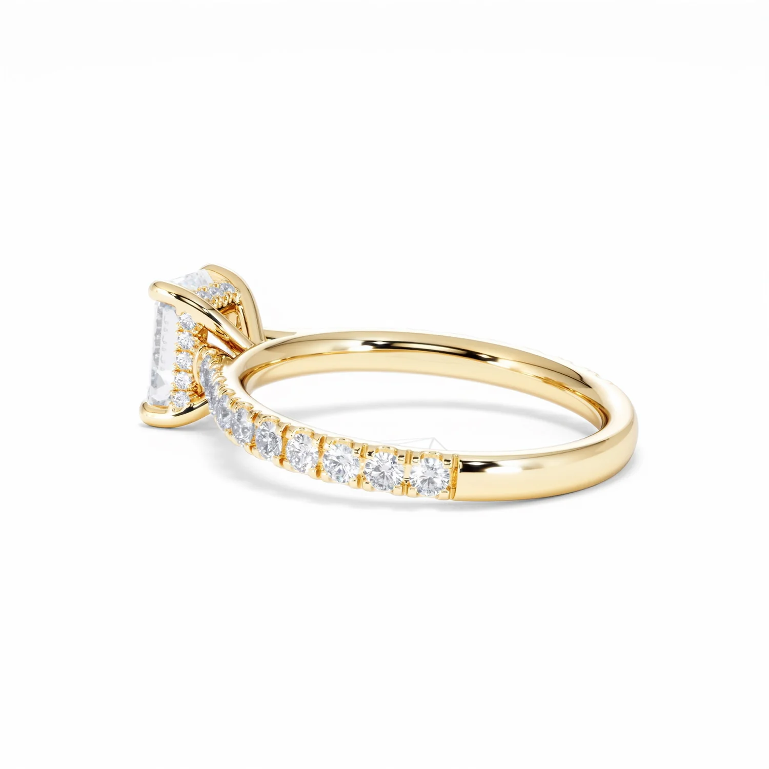 Amora Radiant 1.00ct Hidden Halo Diamond Engagement Ring With Side Stones Set in 18K Gold - Image 63