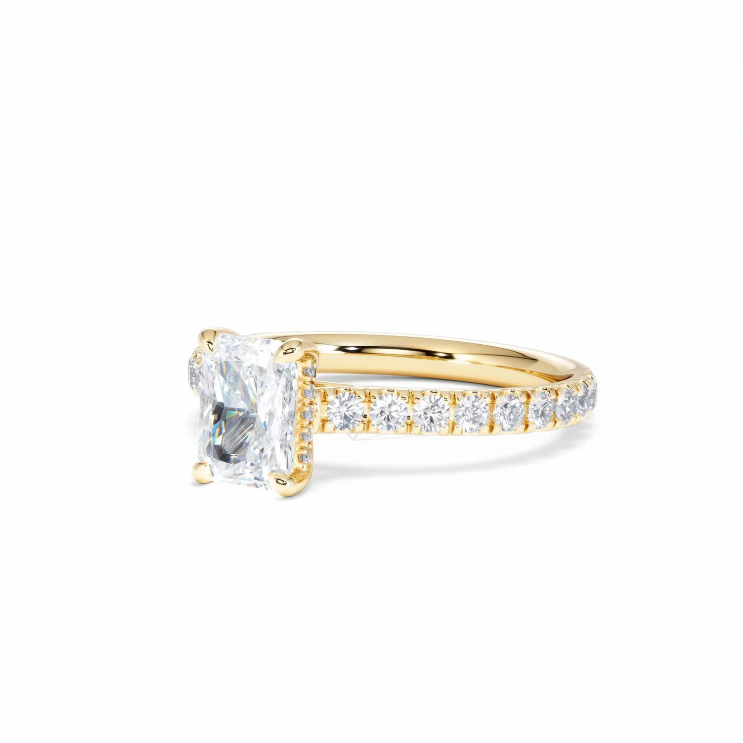 Amora Radiant 1.00ct Hidden Halo Diamond Engagement Ring With Side Stones Set in 18K Gold - Image 83