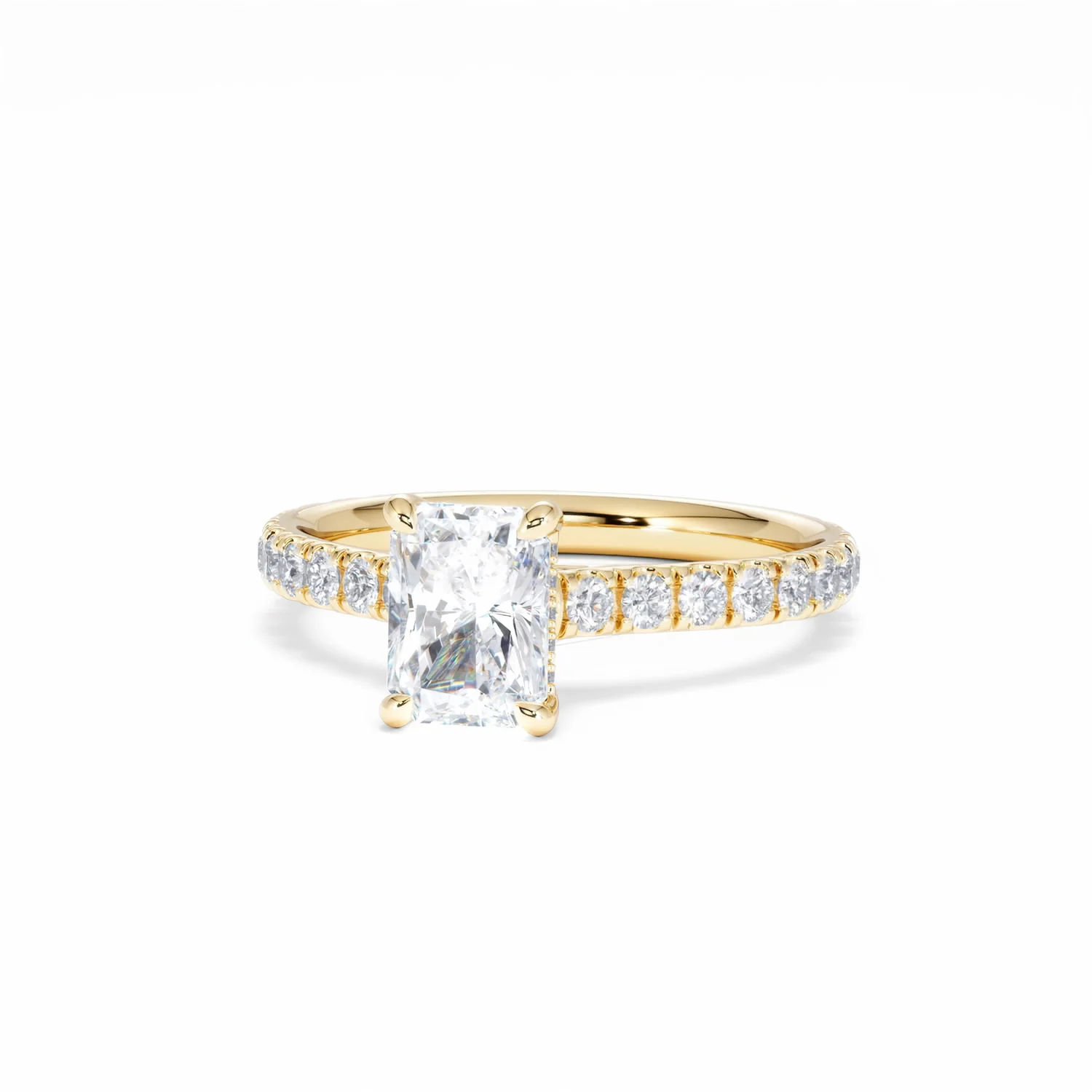 Amora Radiant 1.00ct Hidden Halo Diamond Engagement Ring With Side Stones Set in 18K Gold - Image 87