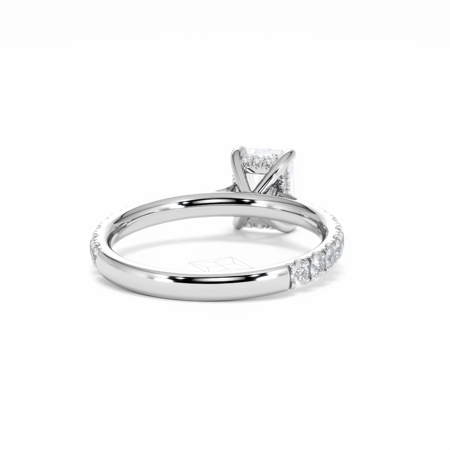 Amora Radiant 1.00ct Hidden Halo Diamond Engagement Ring With Side Stones Set in 18K White Gold - Image 46