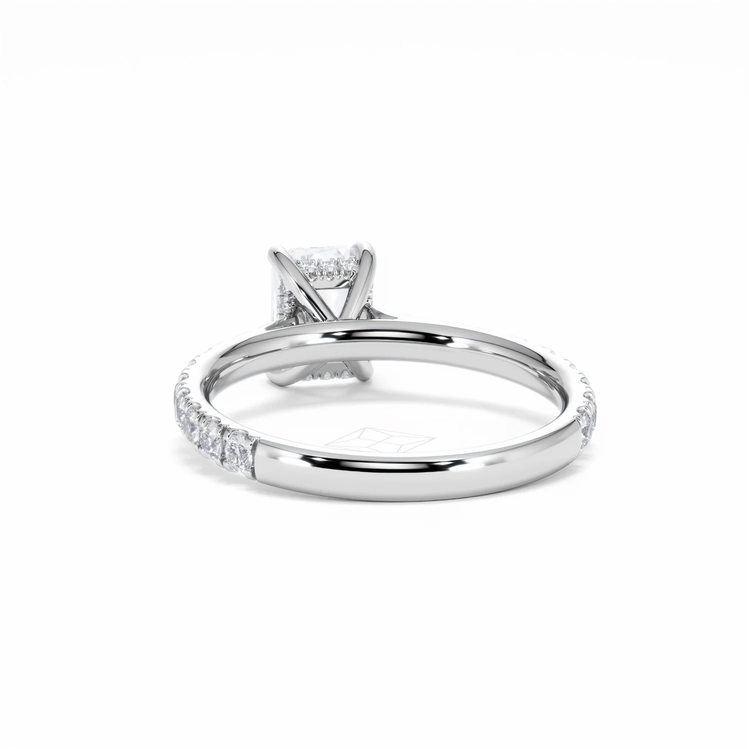 Amora Radiant 1.00ct Hidden Halo Diamond Engagement Ring With Side Stones Set in 18K White Gold - Image 53