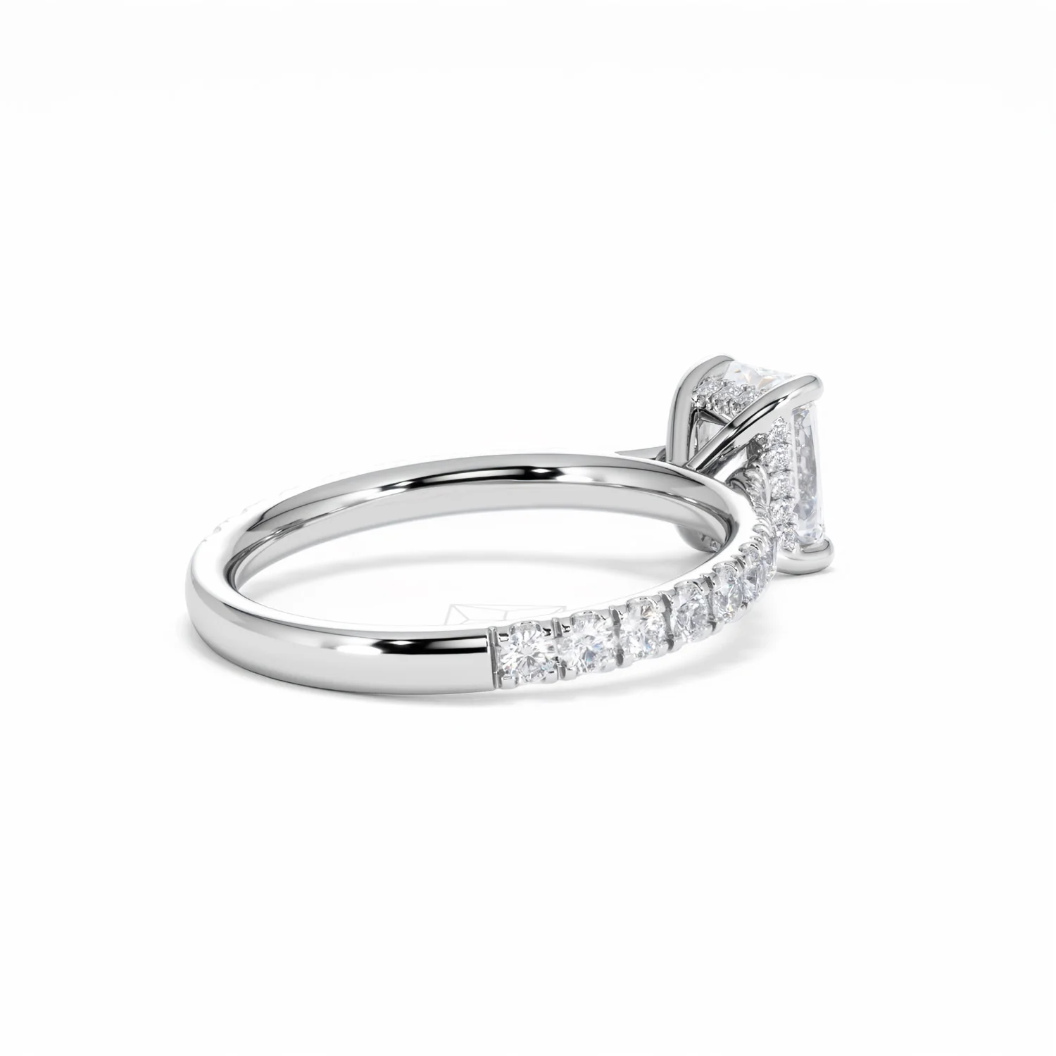 Amora Radiant 1.00ct Hidden Halo Diamond Engagement Ring With Side Stones Set in Platinum - Image 39