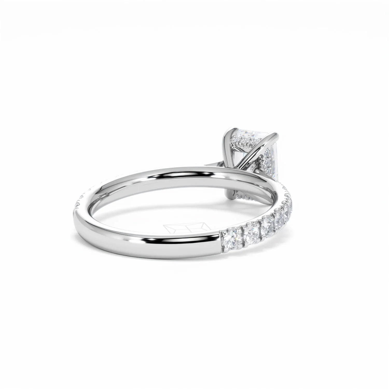 Amora Radiant 1.00ct Hidden Halo Diamond Engagement Ring With Side Stones Set in Platinum - Image 43