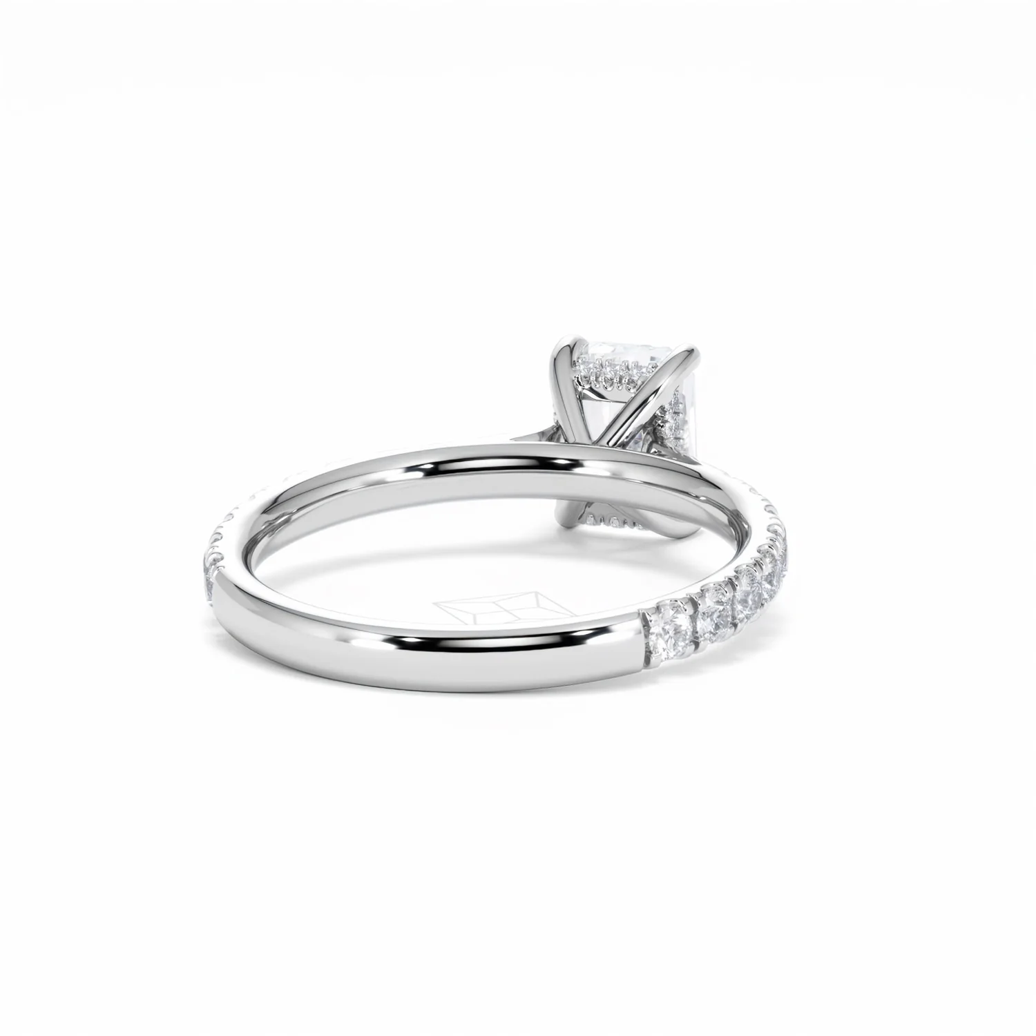 Amora Radiant 1.00ct Hidden Halo Diamond Engagement Ring With Side Stones Set in Platinum - Image 45