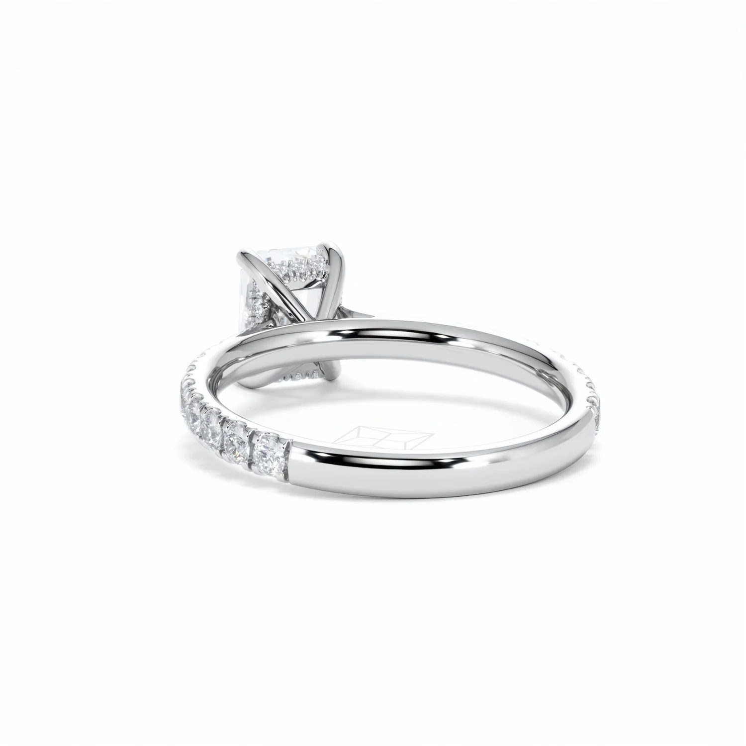 Amora Radiant 1.00ct Hidden Halo Diamond Engagement Ring With Side Stones Set in Platinum - Image 55