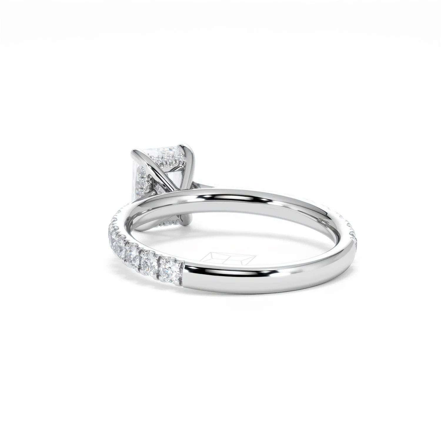 Amora Radiant 1.00ct Hidden Halo Diamond Engagement Ring With Side Stones Set in Platinum - Image 56